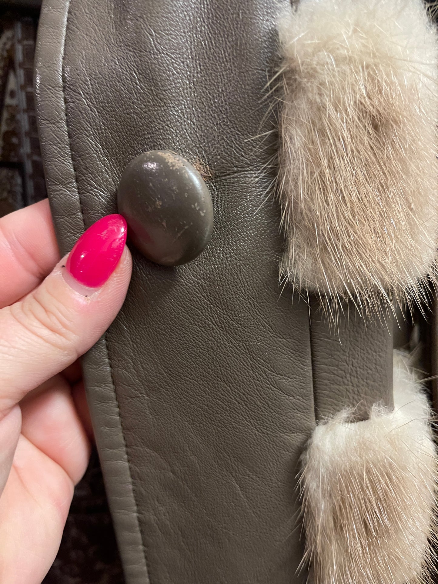 Vintage Estate Leather and Mink Jacket with Chinoiserie Lining