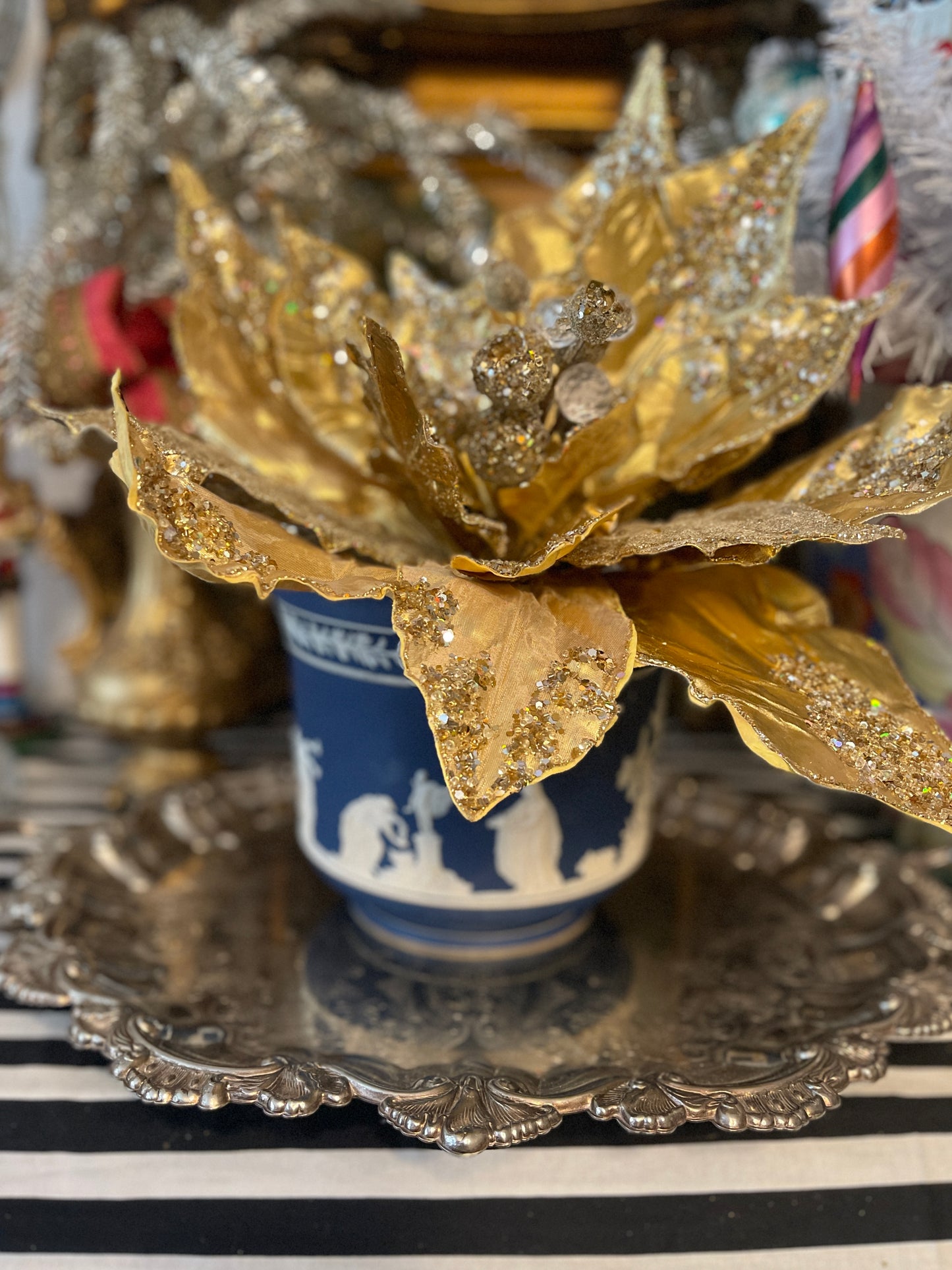 Blue and White Jasperware Cachepot by Adams, Made in England