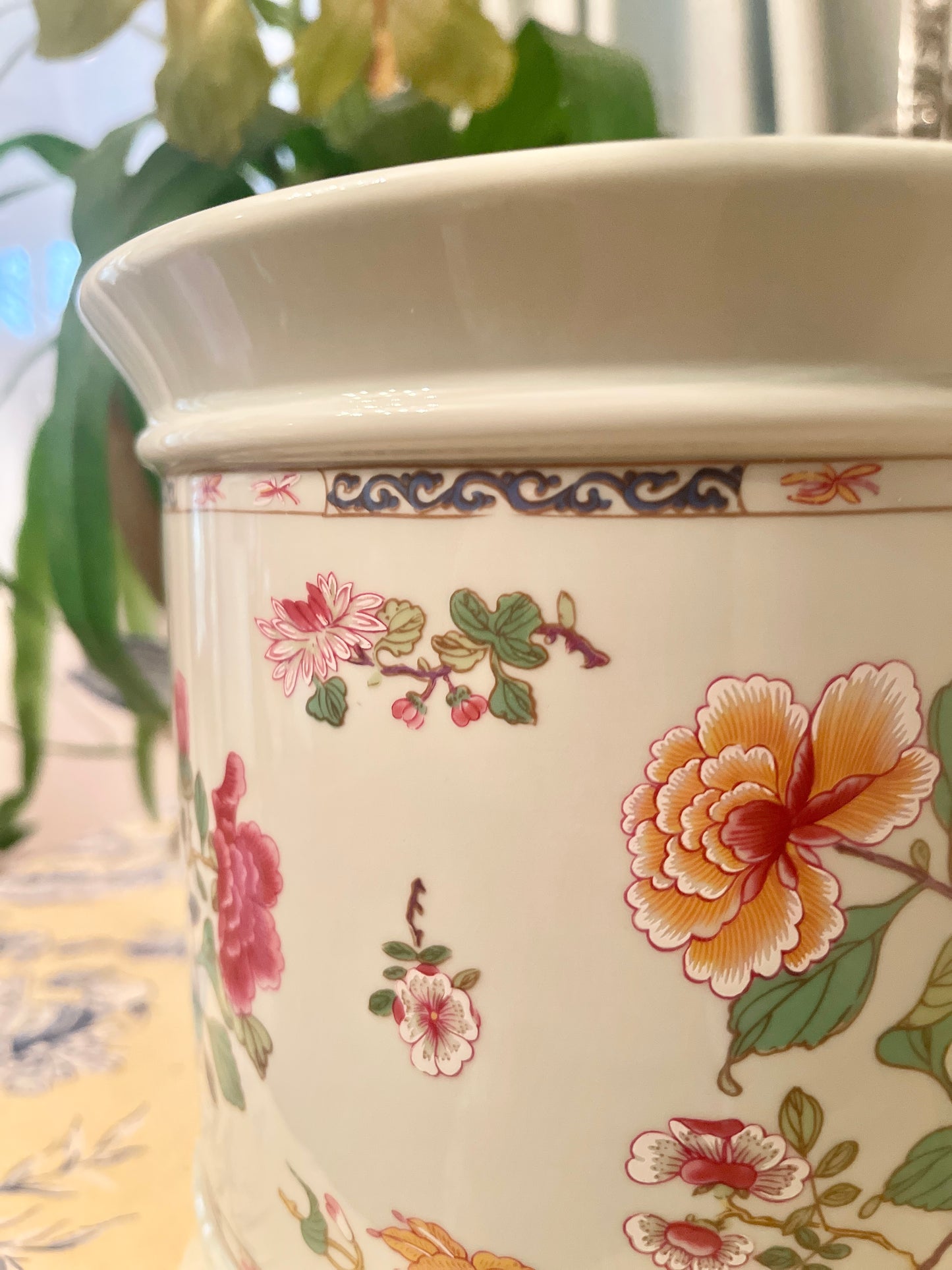 Large Raynaud Limoges Cachepot, Vibrant Florals, Made in France
