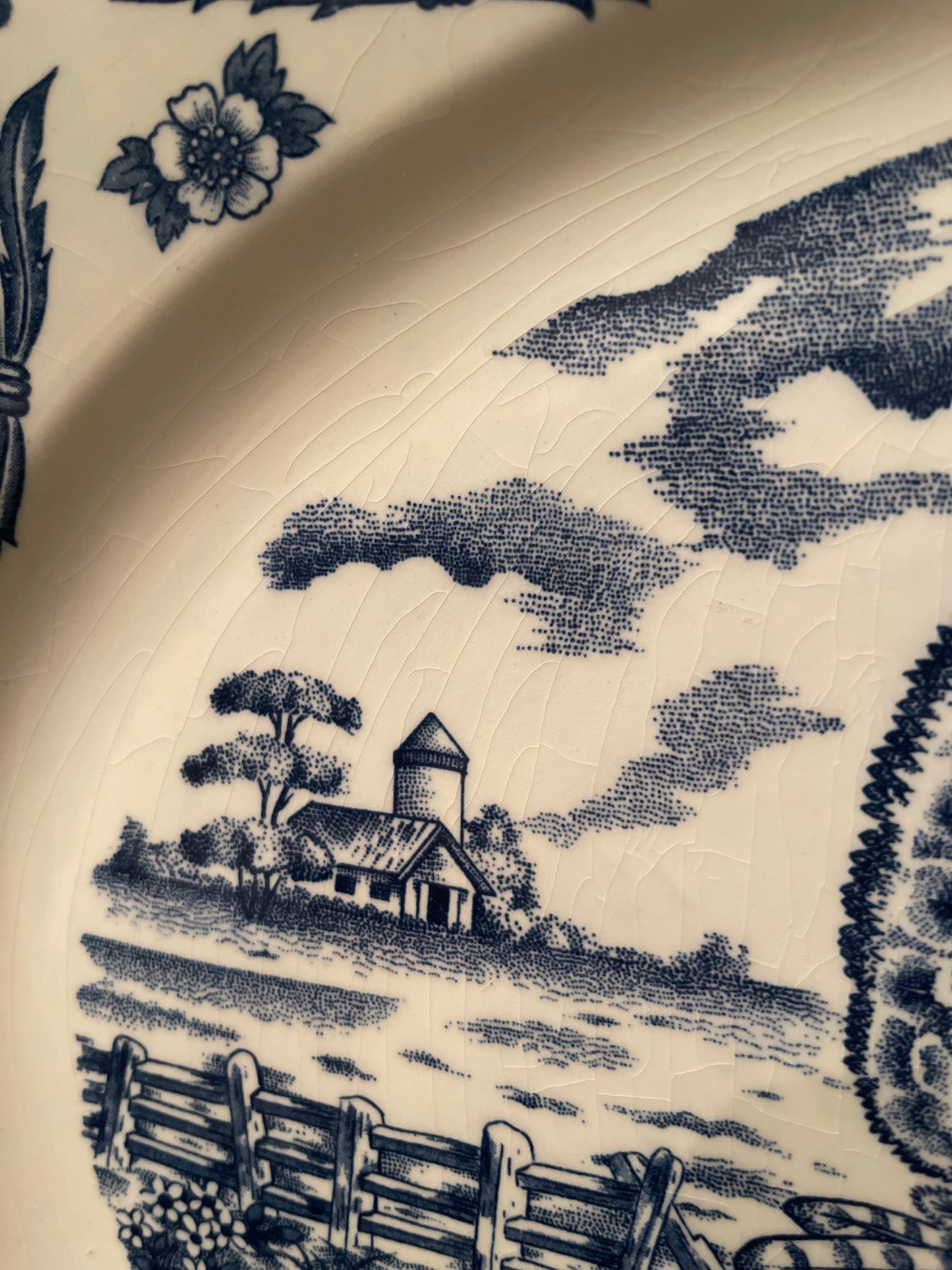 Vintage Blue and White Turkey Platter, Made in Japan, Large