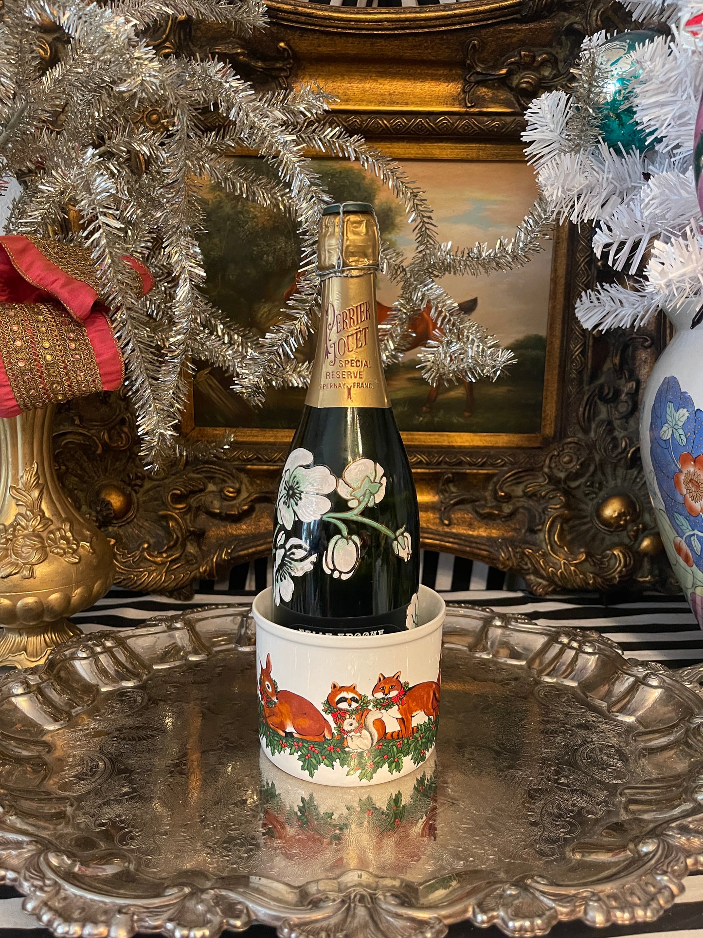 Vintage CMC 1991 Animal Christmas Print Bowl Dish