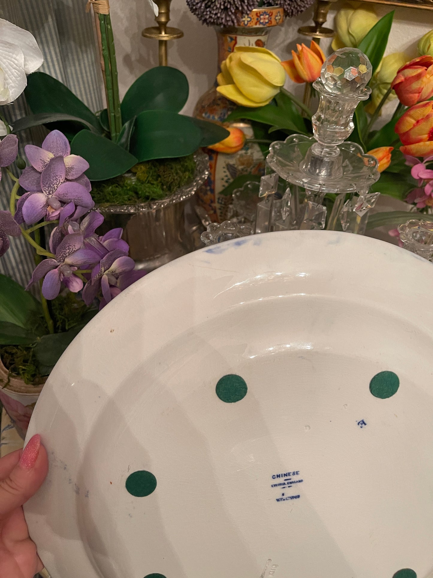 Large Antique Chinoiserie Wedgwood Platter, Blue and White