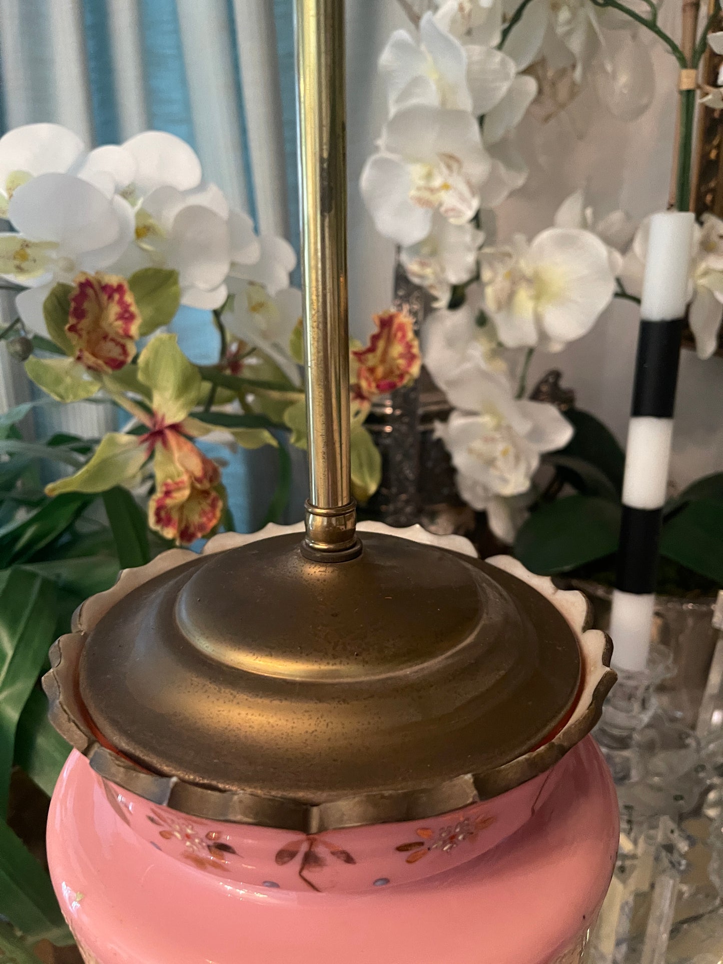 XL Antique Pink Lustre Telescopic Lamp with Crystal Prisms – Monte Vista Estate