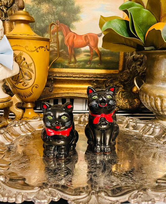 Vintage Shafford Black Cat Creamer and Sugar Bowl, Made in Japan, c.1950s