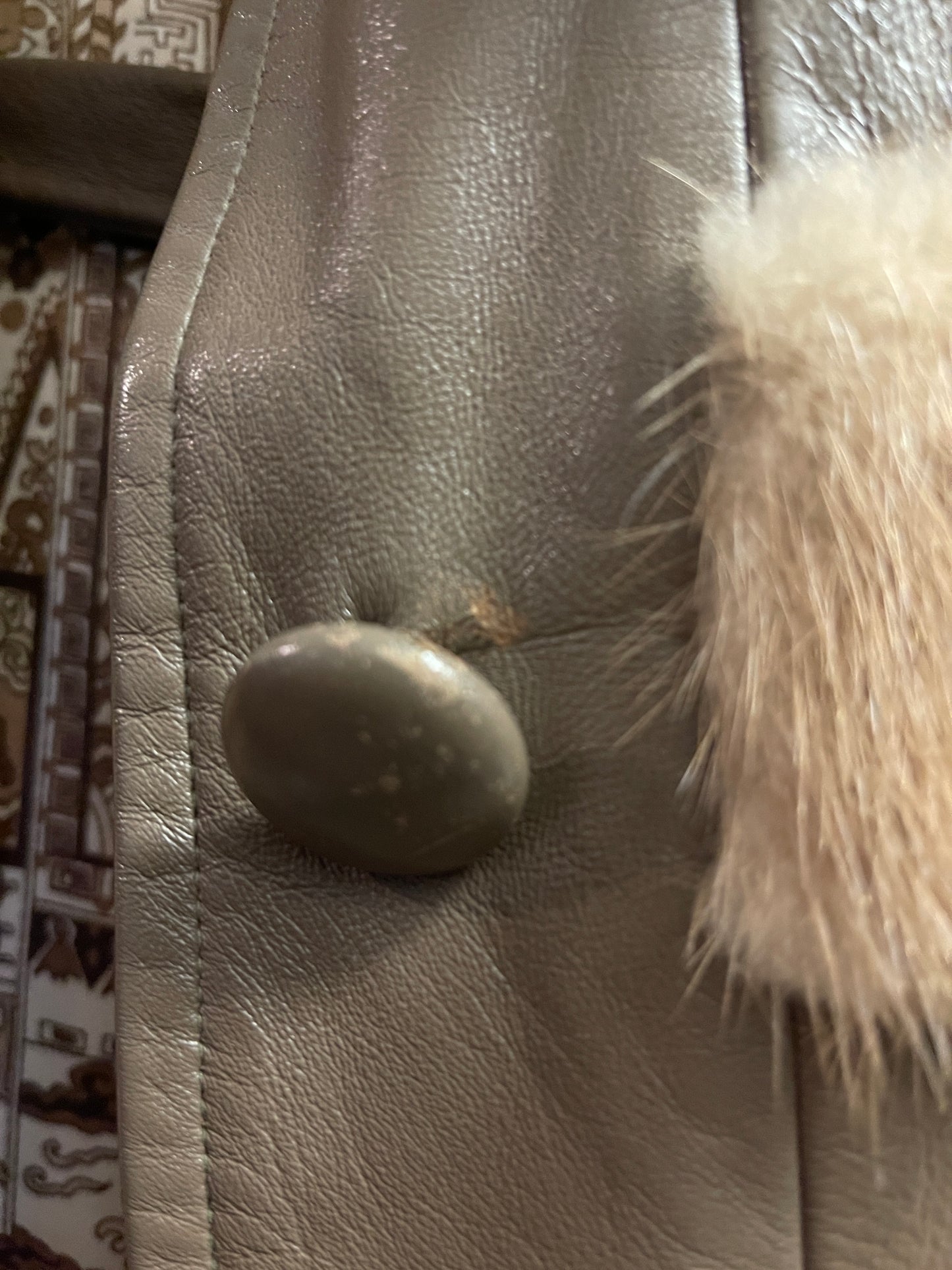 Vintage Estate Leather and Mink Jacket with Chinoiserie Lining