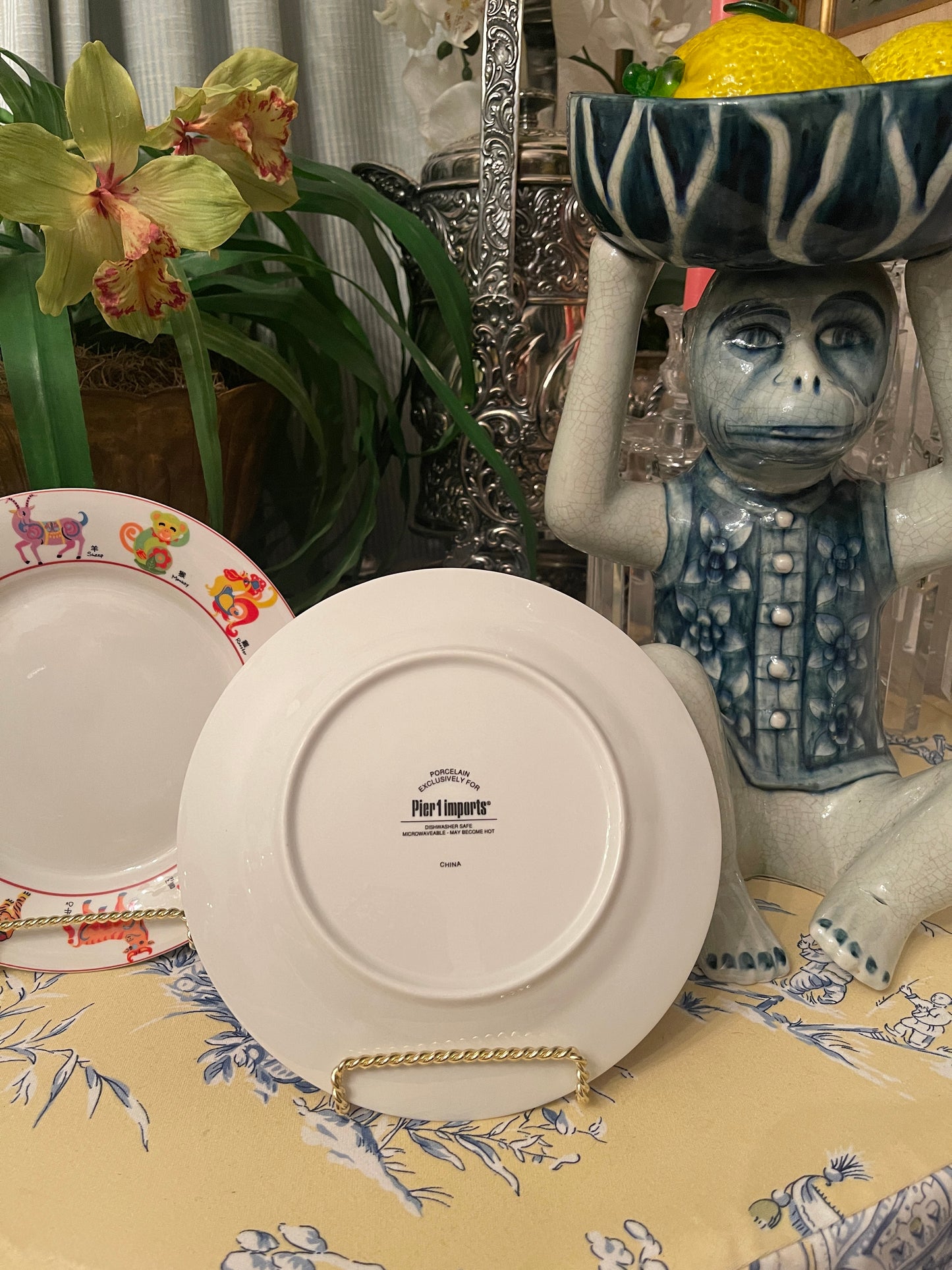 Pier 1 Chinese Zodiac Plates, Sold in Pairs, Chinese New Year, vibrant and whimsical