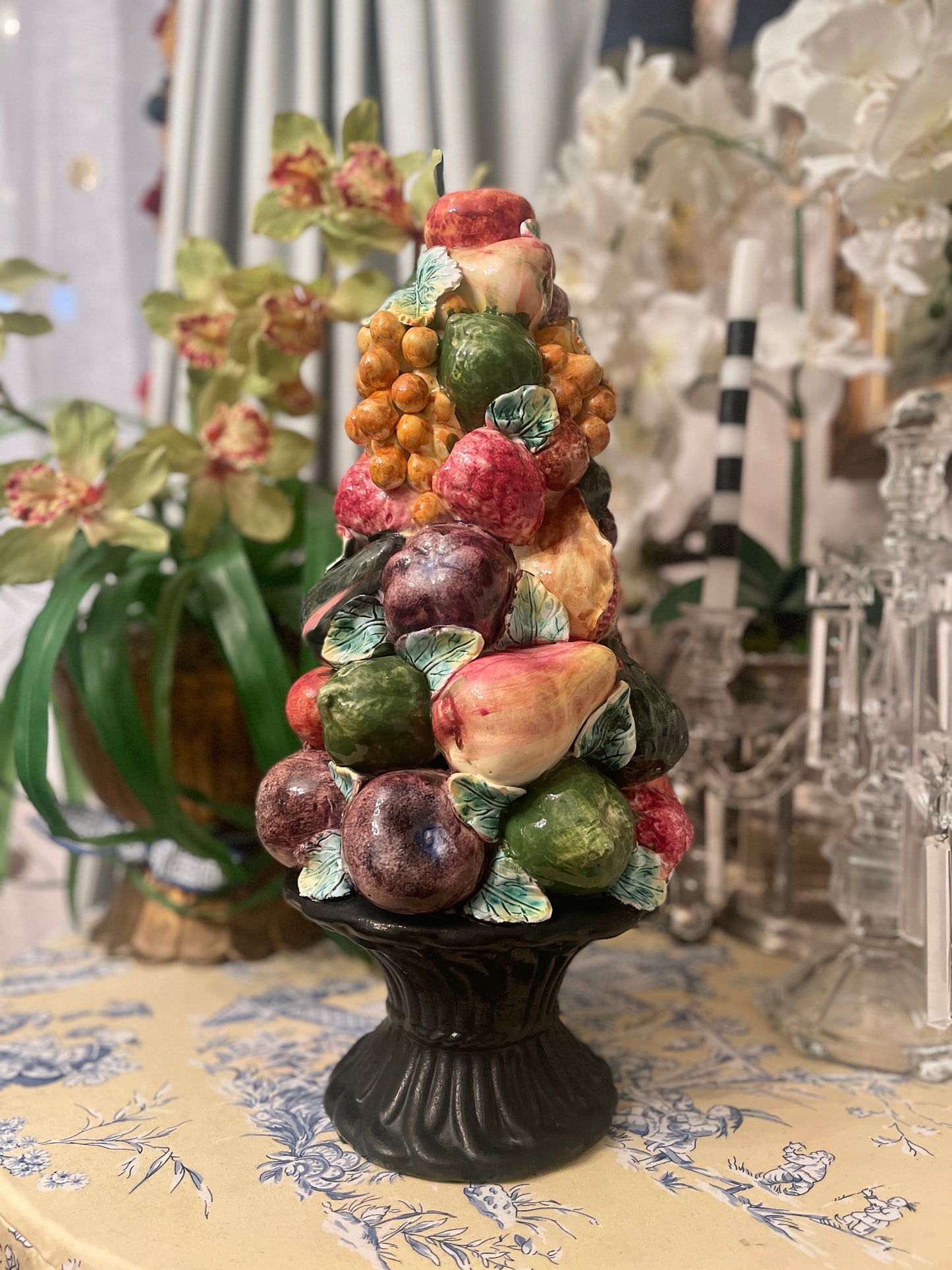 Italian Topiary, Large Vintage Fruit Topiary with Pomegranates, Made in Italy