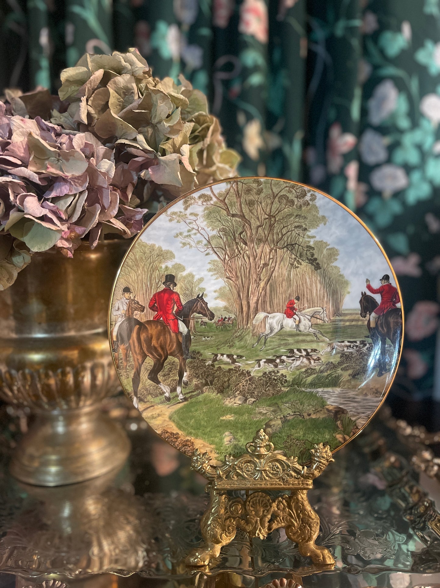 Staffordshire Fox Hunt Riding Plate, The Famous Herring Hunting Scene Series, Made in England