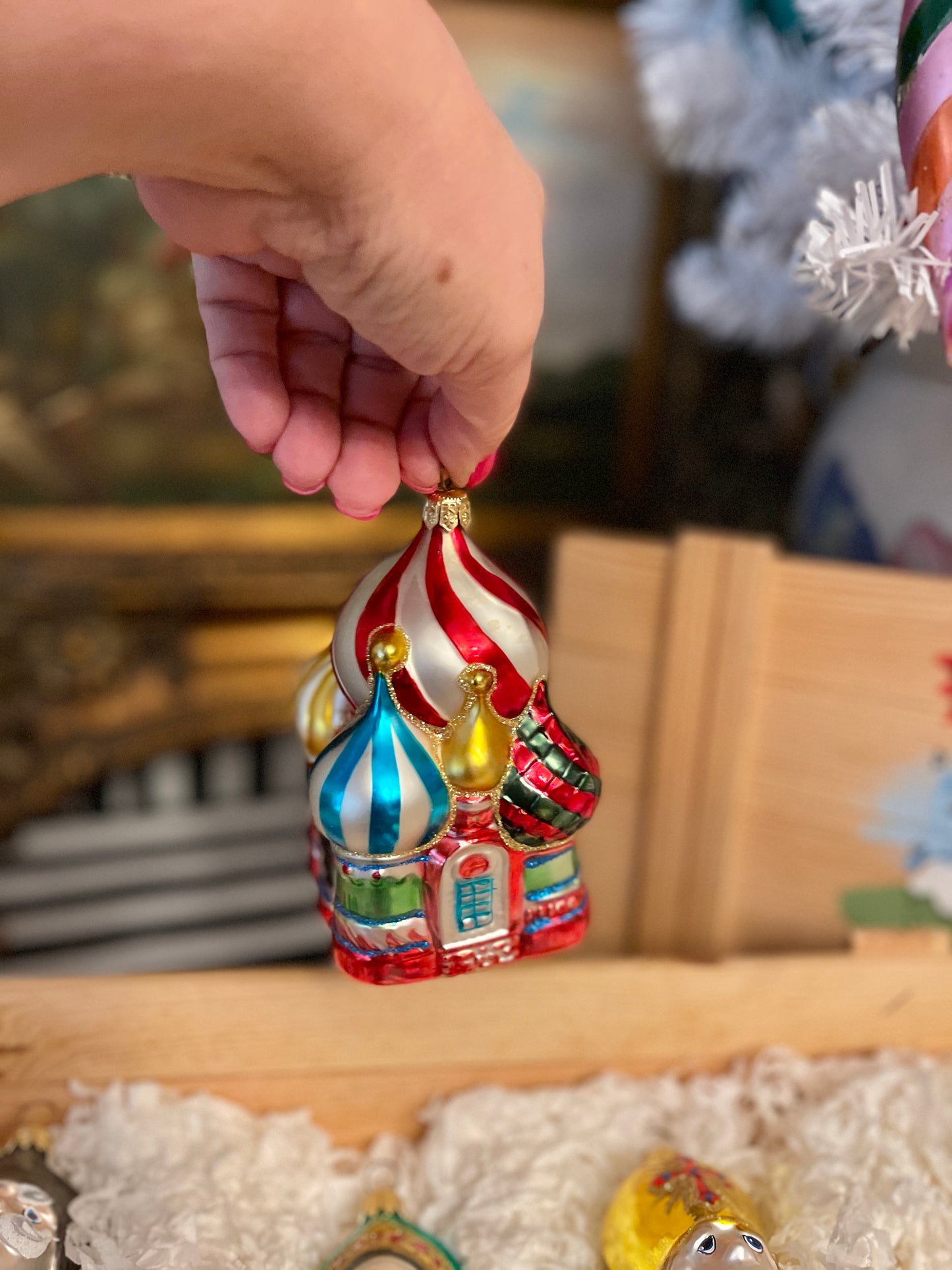 Vintage Kurt Adler Russian Collection of Polonaise Handblown Glass Ornaments in the Original Box, Made in Poland