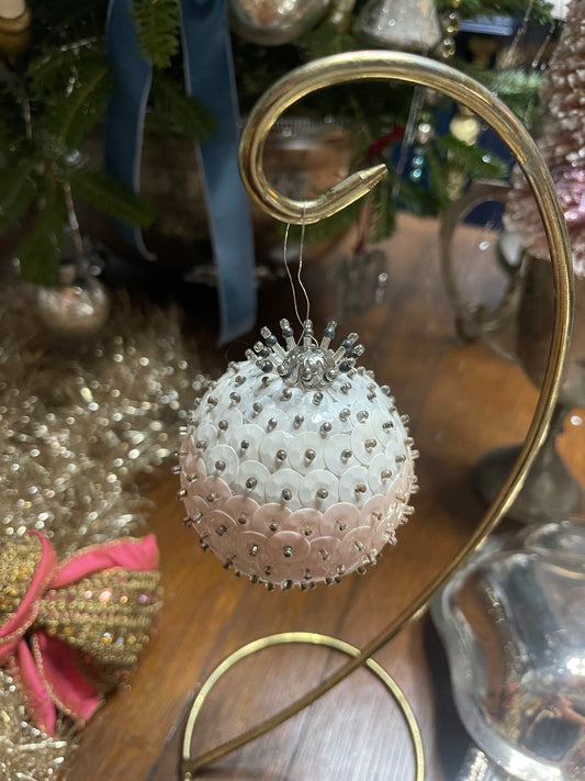 Pink and White Push Pin Ornament, Vintage