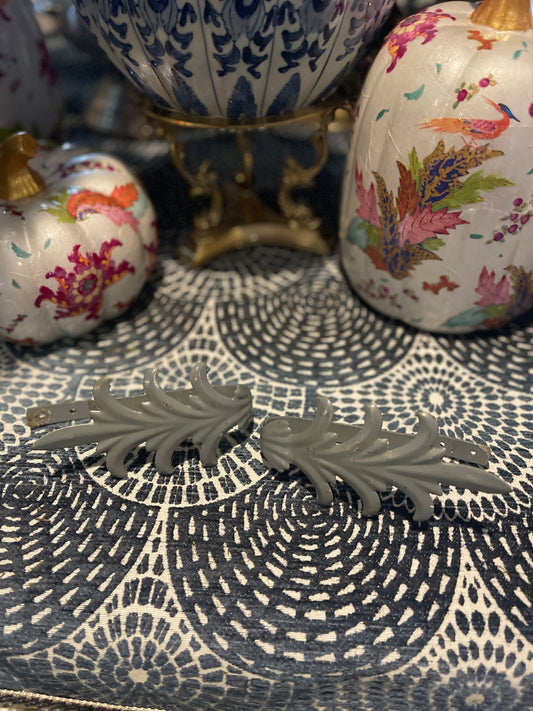 Vintage Grey Tole Tie Backs, Pair