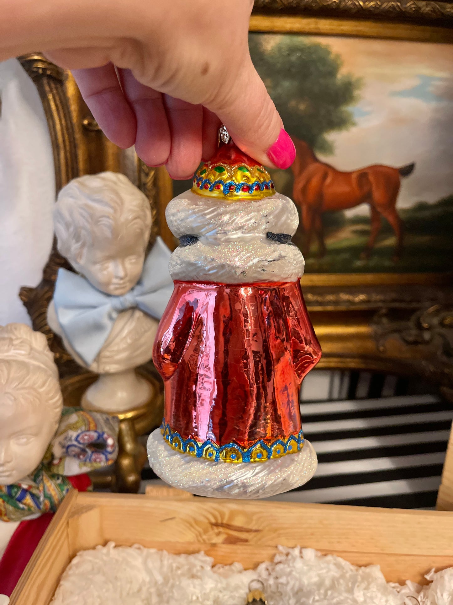 Vintage Kurt Adler Russian Collection of Polonaise Handblown Glass Ornaments in the Original Box, Made in Poland
