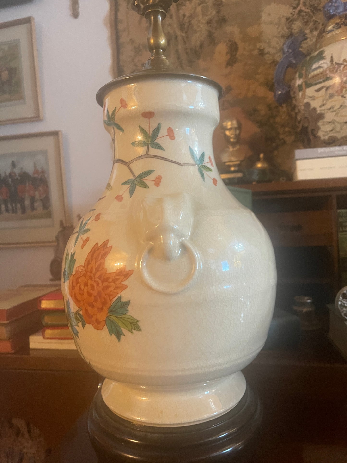Pair of Chinoiserie Lamps, Vintage Chinese Porcelain