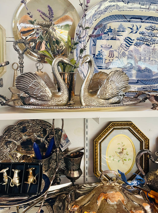 1930s silver-plated swan by the Philadelphia Manufacturing Company, Two Available