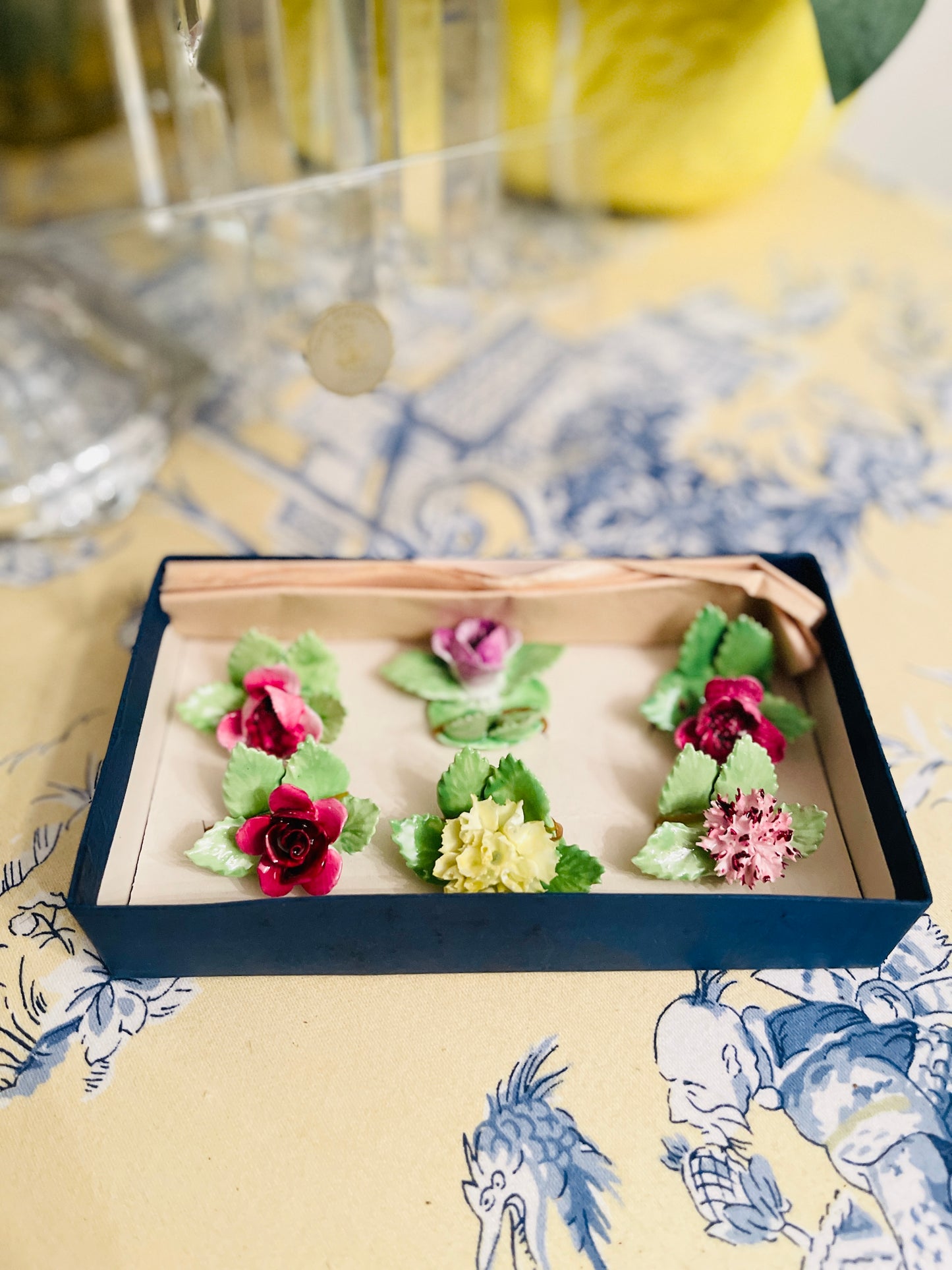 Royal Adderley Bone China Floral Place Card Holders, Vintage, Made in England