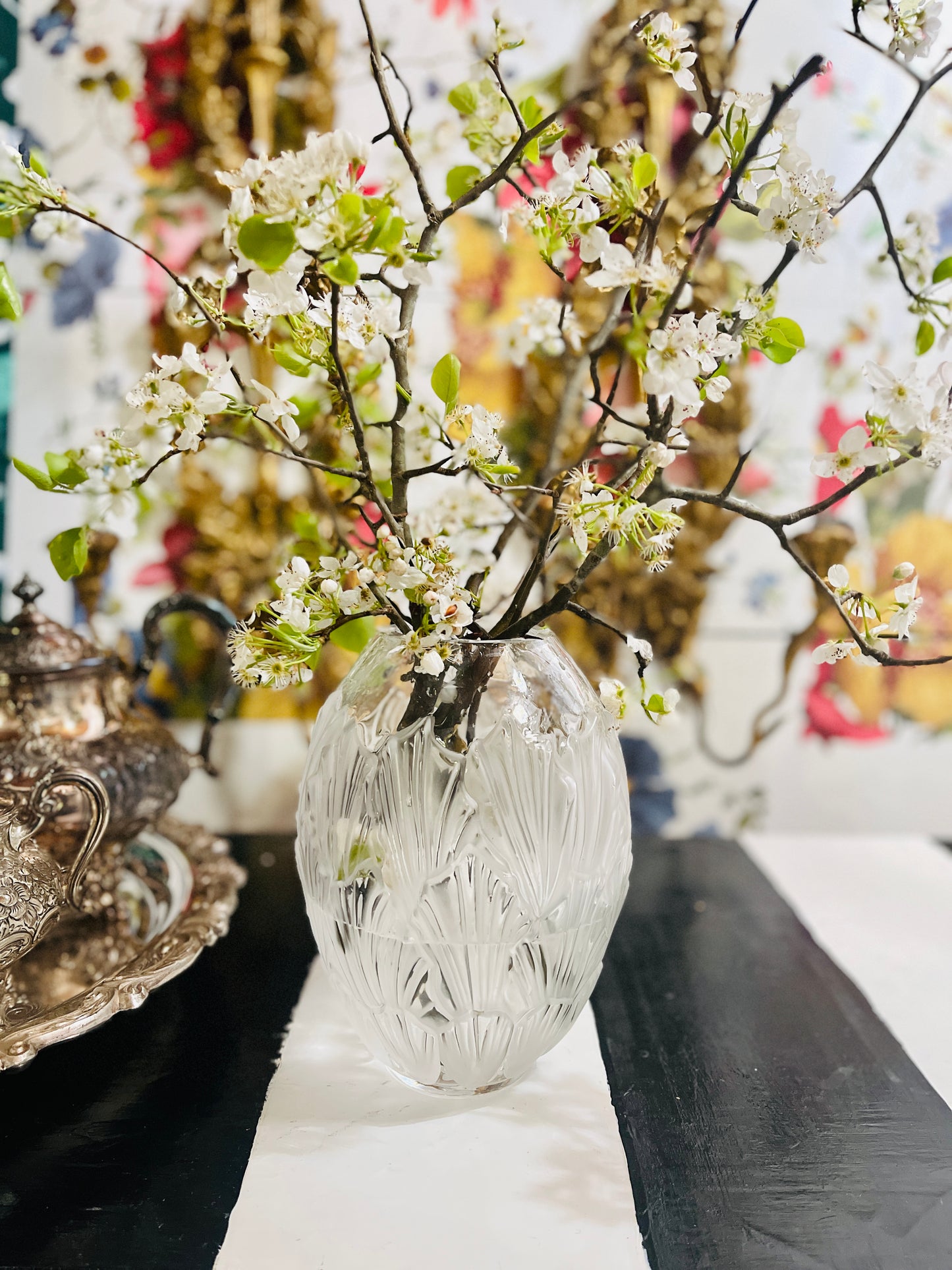 Lalique France Sandrift Shell Vase, Signed Lalique France, Vintage Estate Decor