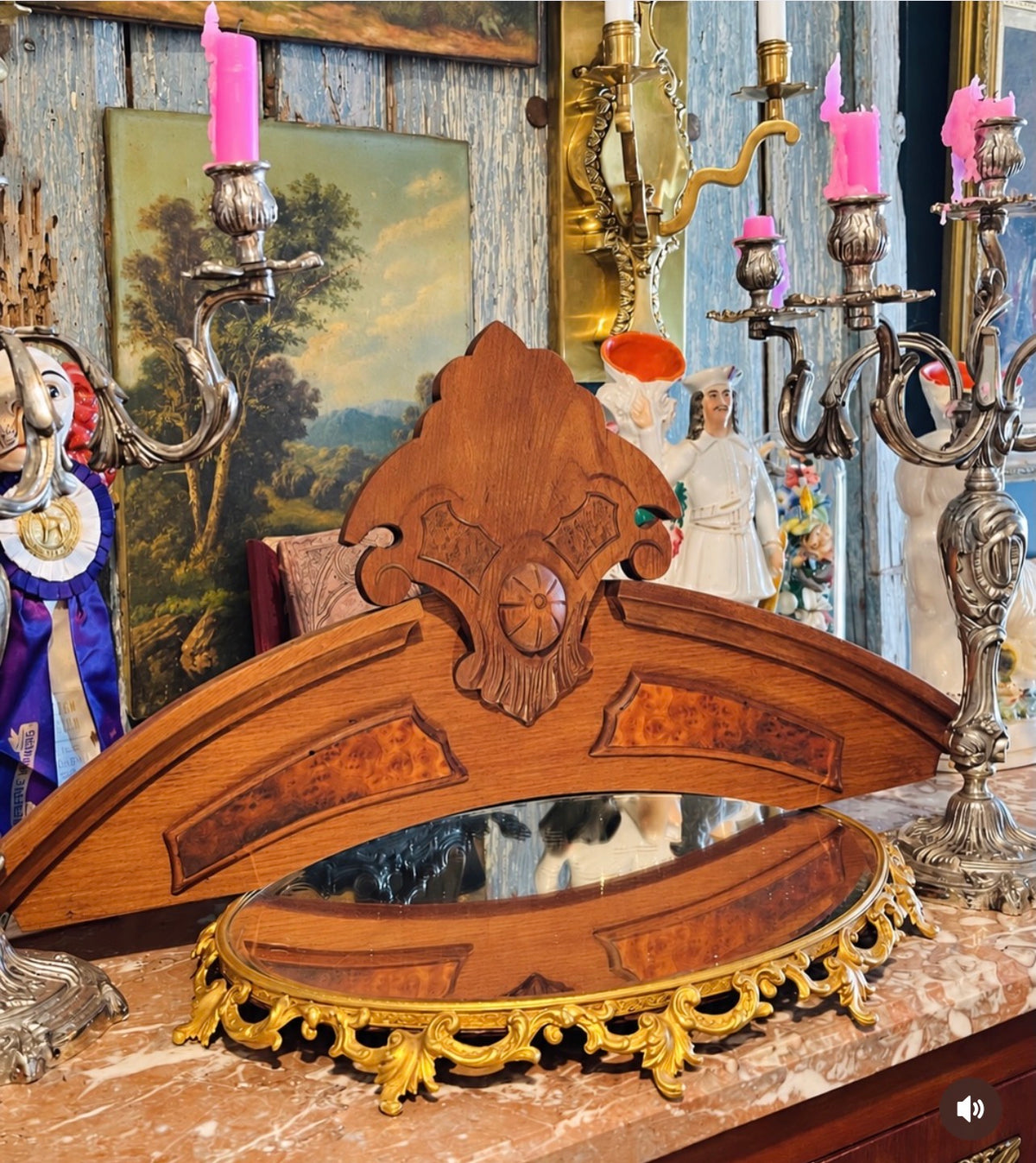 Antique Victorian Eastlake Arched Wood Pediment with Burl Accents | Architectural Salvage