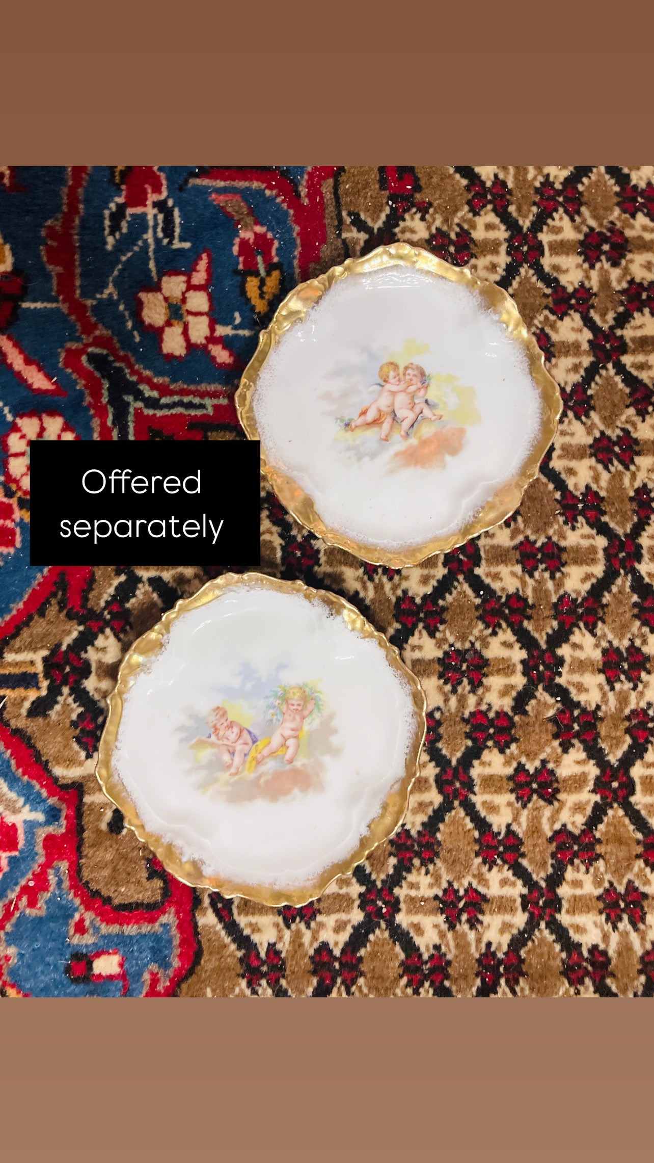 Antique neoclassical Cherub/Putto Limoges Lanternier Plate Pair # 2 - 5.5” – Circa 1891