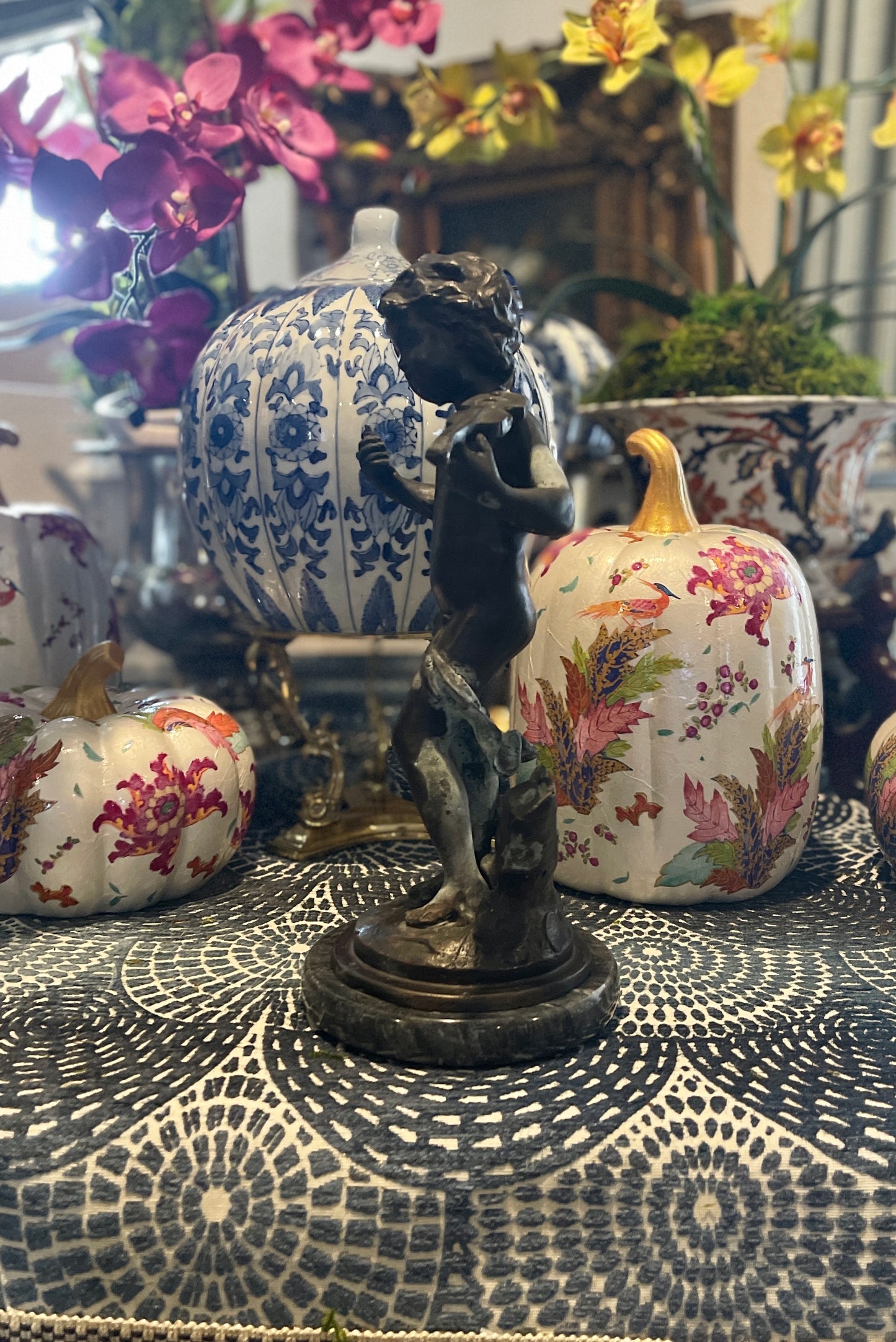 Vintage Bronze Putti Statue