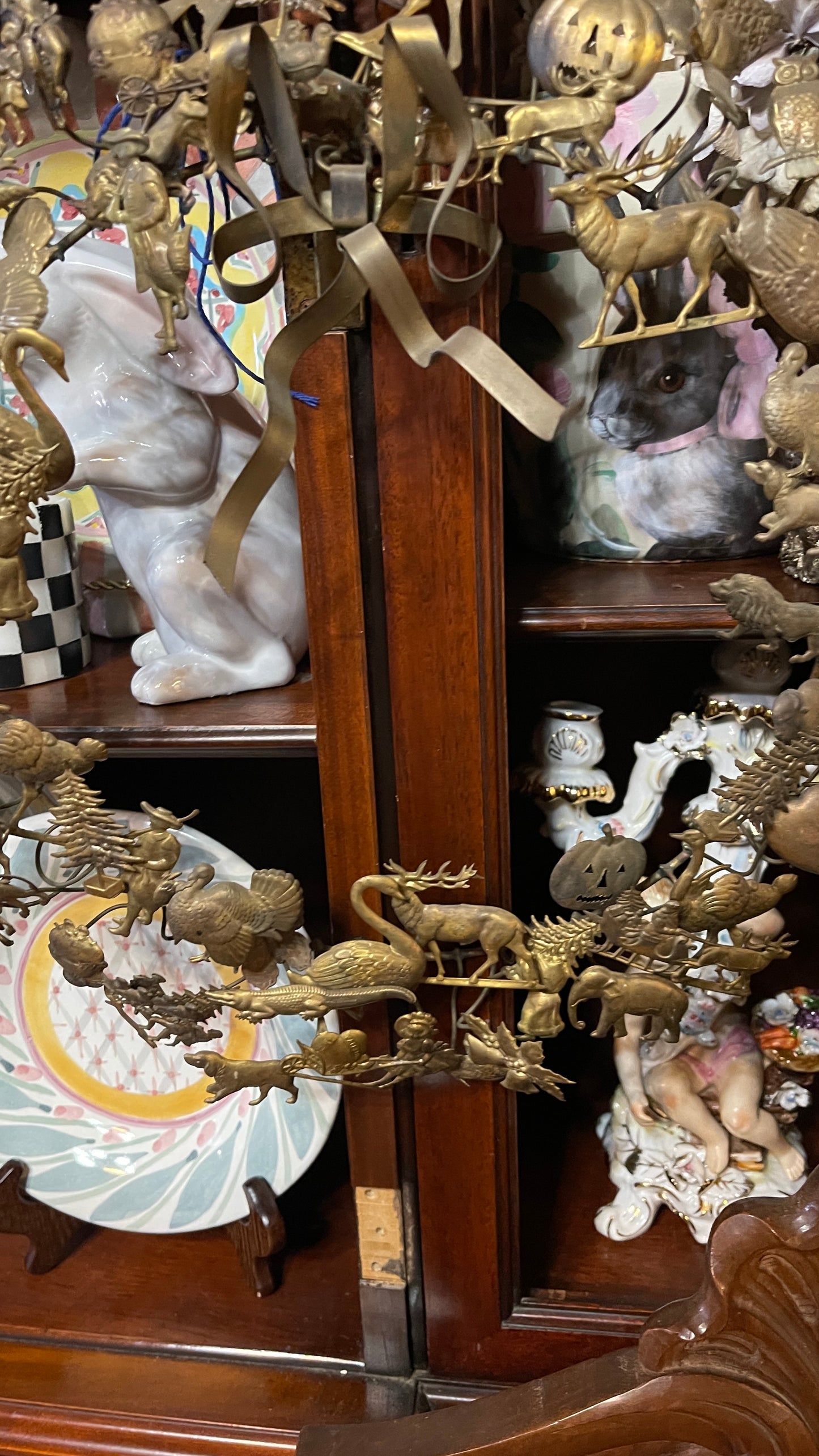 Large Vintage 15” Petit Choses Dresden All-Holiday Brass Wreath, Estate Sourced