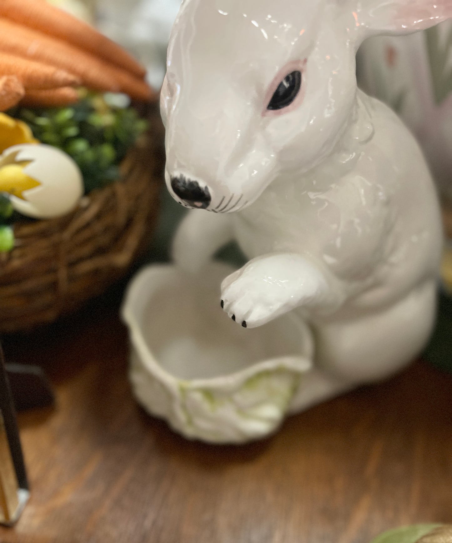 Vintage White Rabbit with Cabbage Bowl, Made in Italy