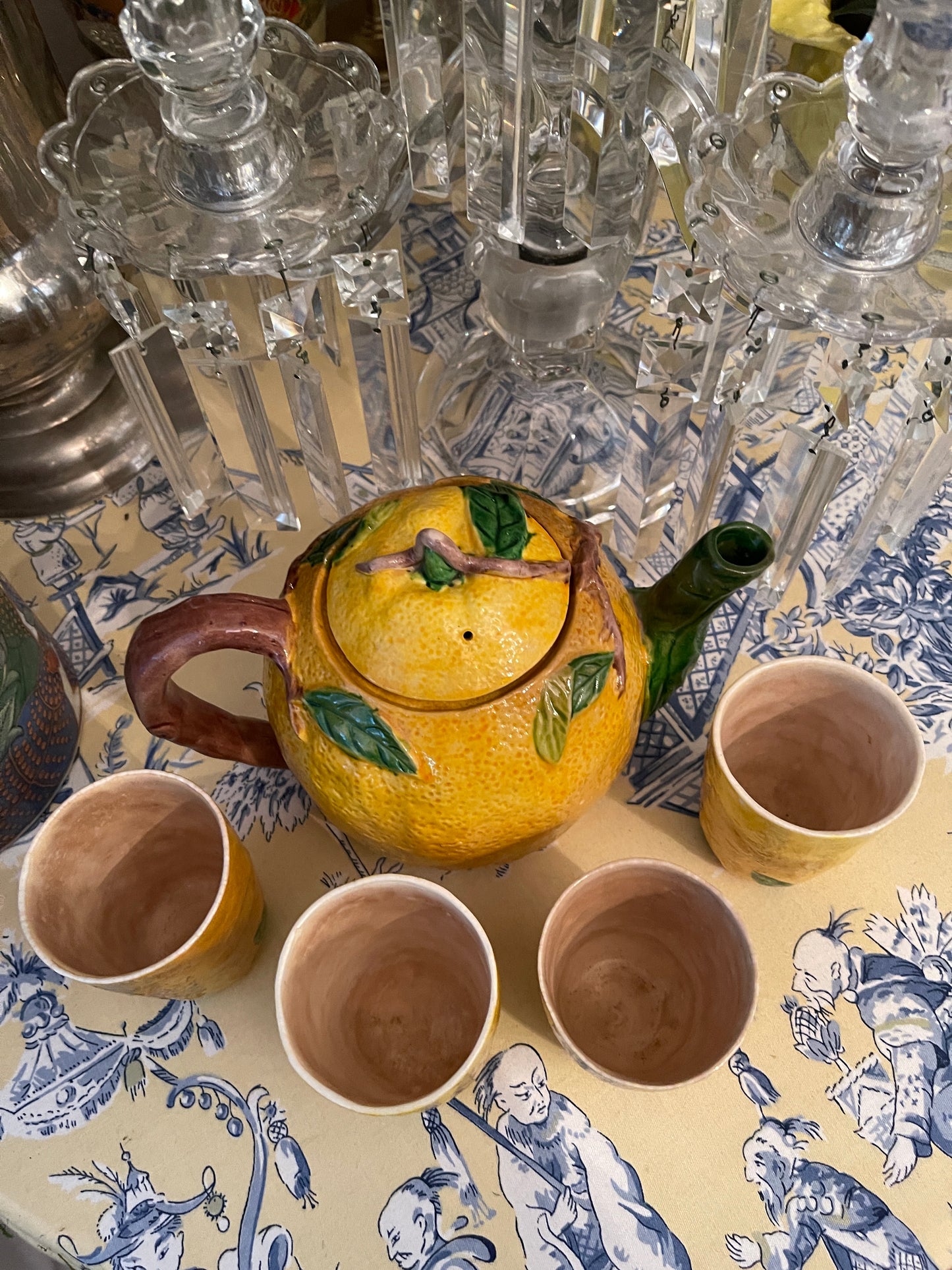Vintage Majolica Lemon Tea Set, Made in Japan