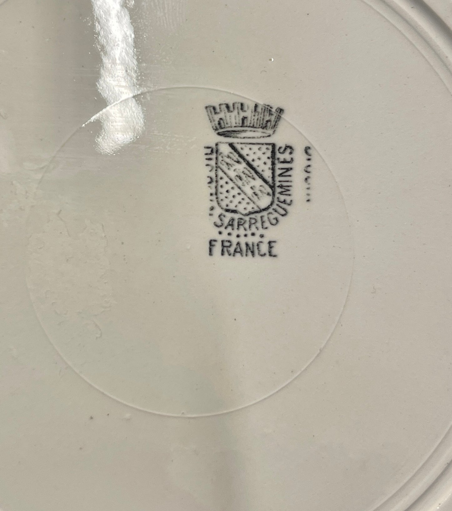 French General Demain Sarreguemines Napoleon - 19th Century Antique French Digoin & Sarreguemines Teal & Black Napoleon Dessert Plate