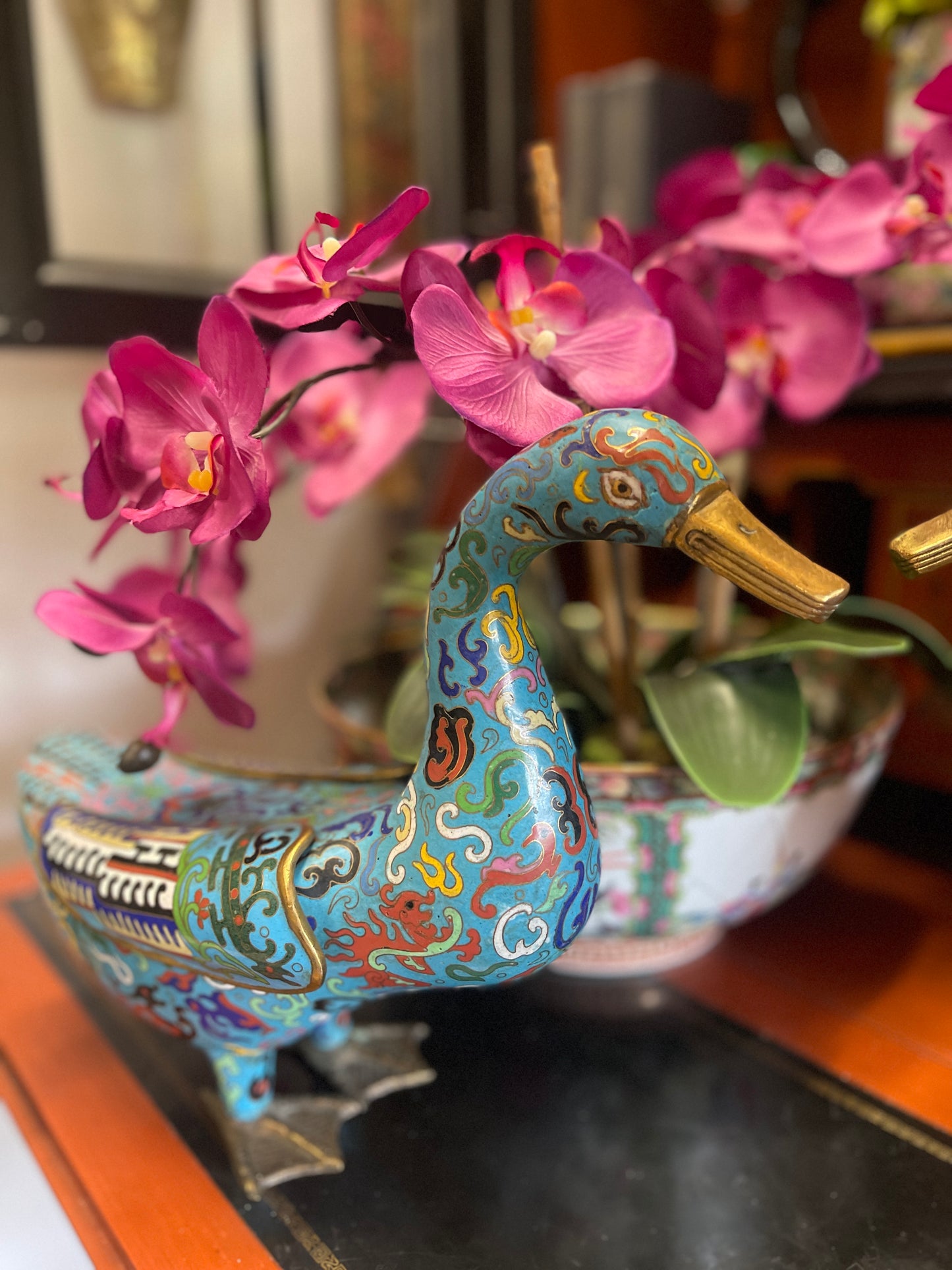 Pair of 1940s Chinese Cloisonne Ducks- FANTASTIC