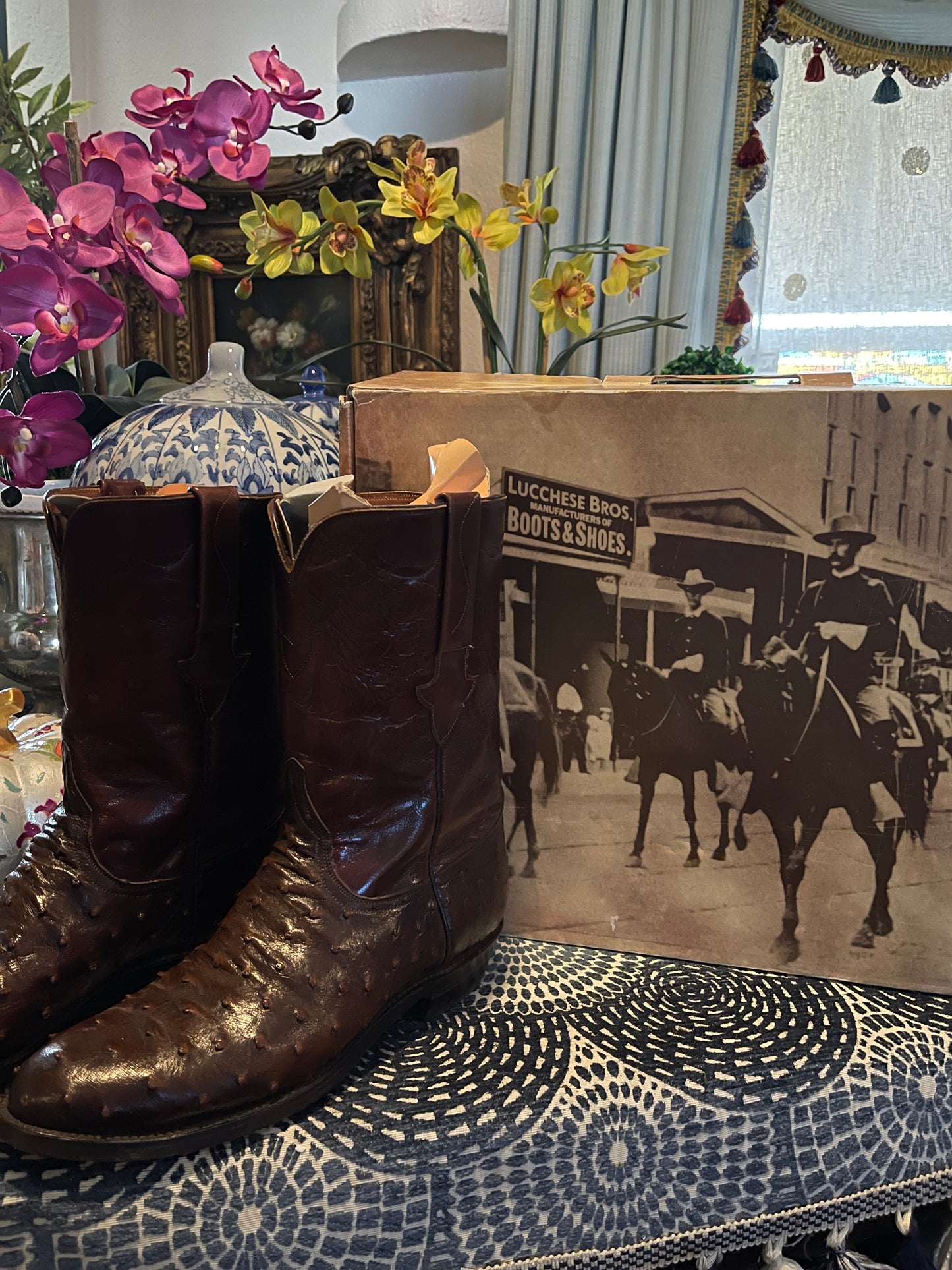 Vintage Lucchese Full Quil Ostrich Roper, Men’s size 9D