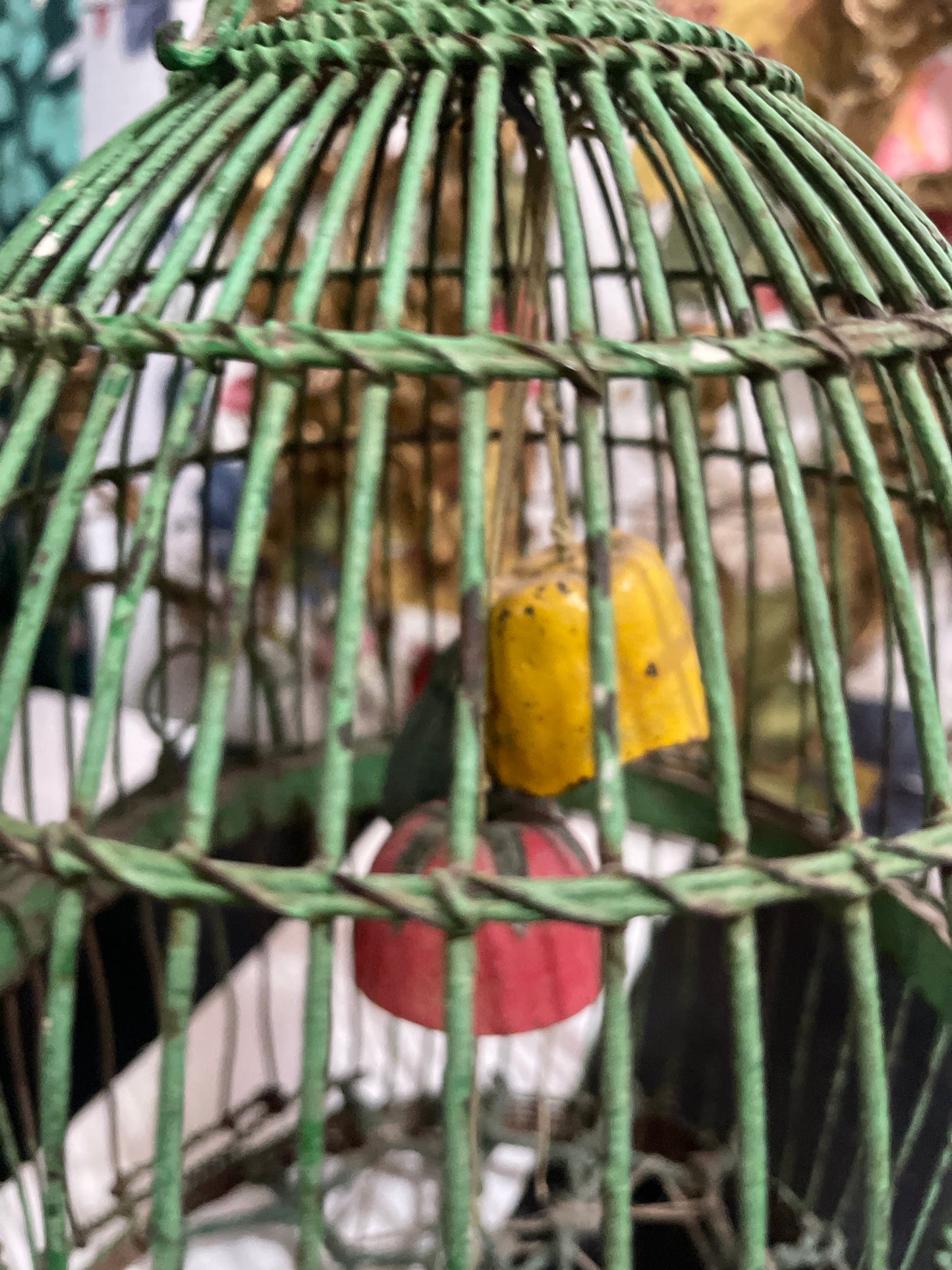 Vintage Tole Bird Cage with Bells