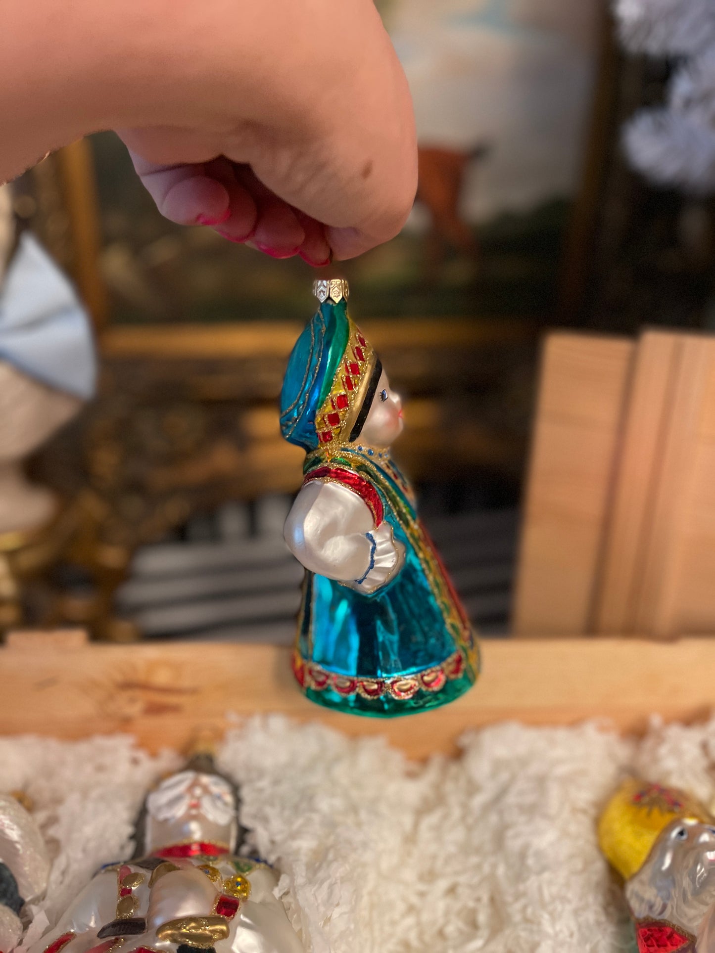 Vintage Kurt Adler Russian Collection of Polonaise Handblown Glass Ornaments in the Original Box, Made in Poland