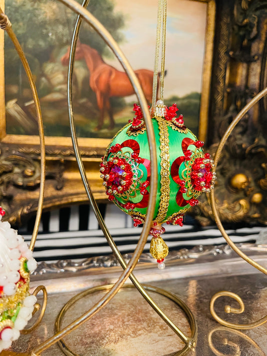 Beyond Traditional Red and Green Push Pin Christmas Ornaments, Set of 3