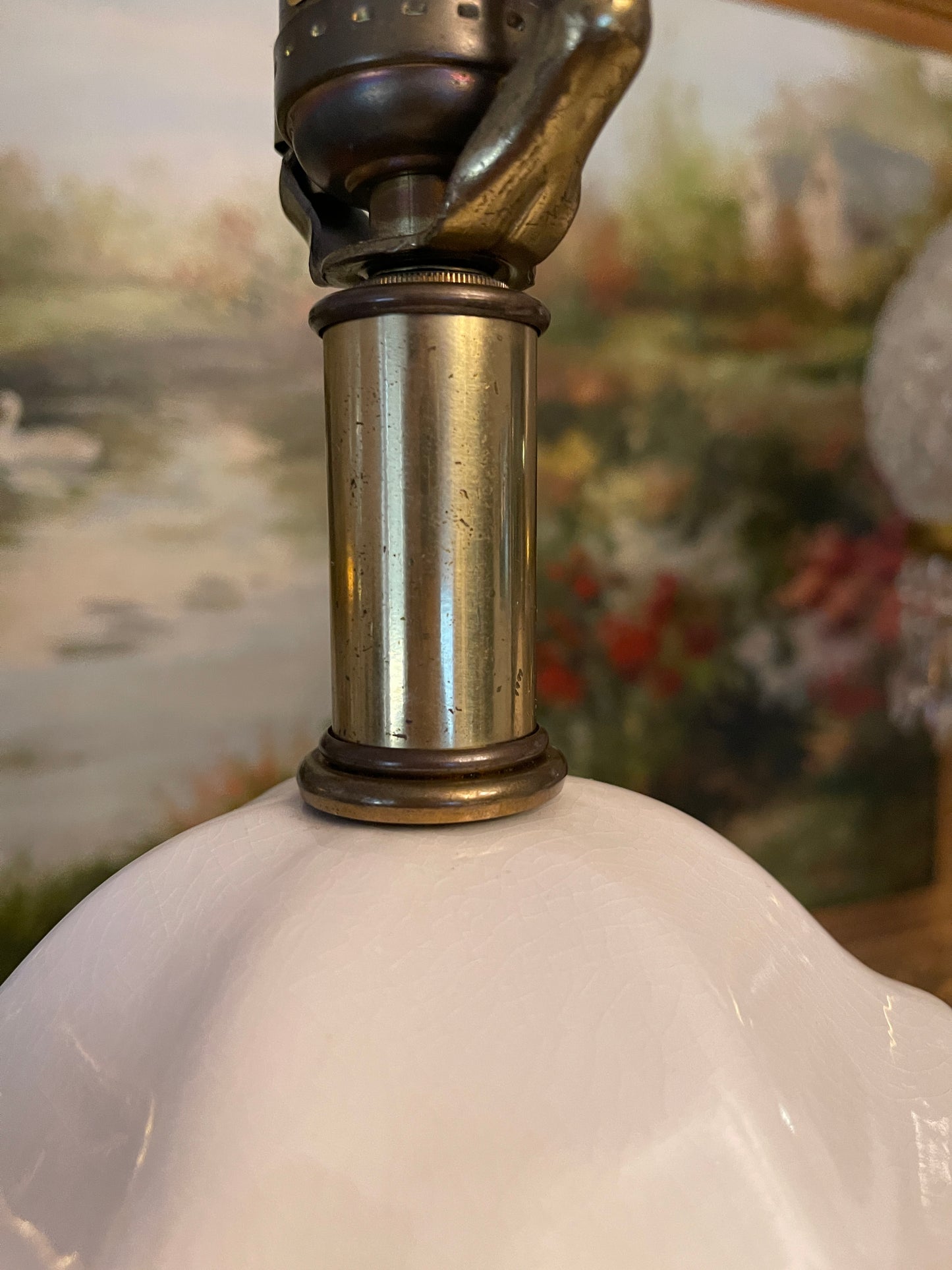 Vintage Frederick Copper Palm Beach Chic Chinoiserie Pagoda Bamboo Style Lamps, Yellow and White, Pair