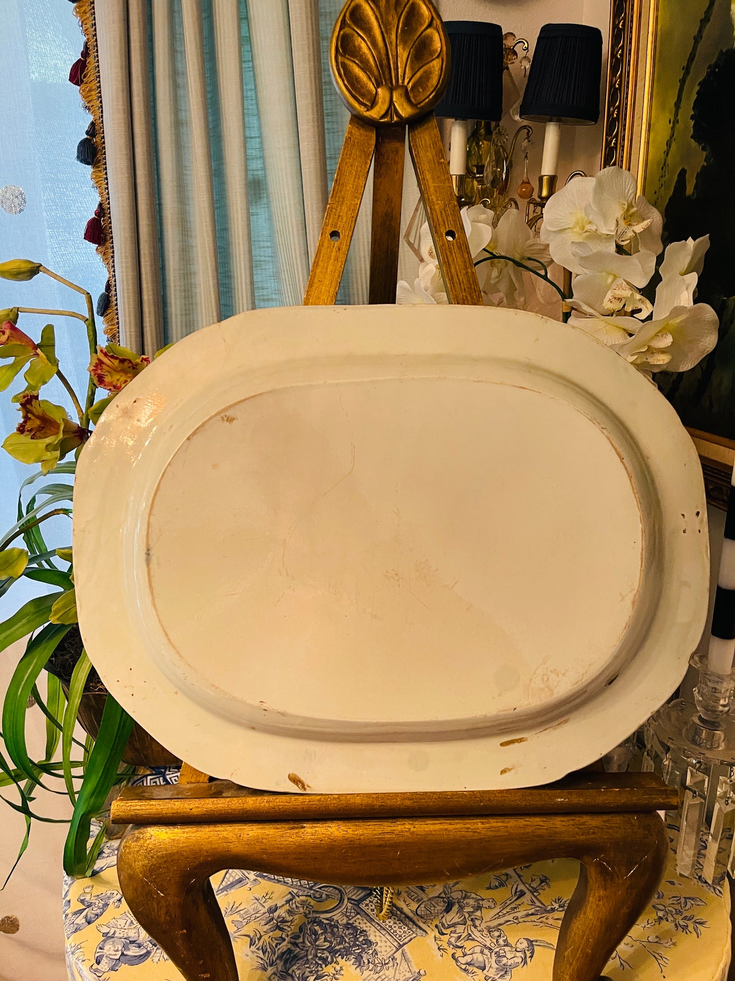 Antique English Blue Willow Platter – 20” Deep Cobalt Transferware Dish | Vintage Octagonal Serving Plate | Willow Pattern China