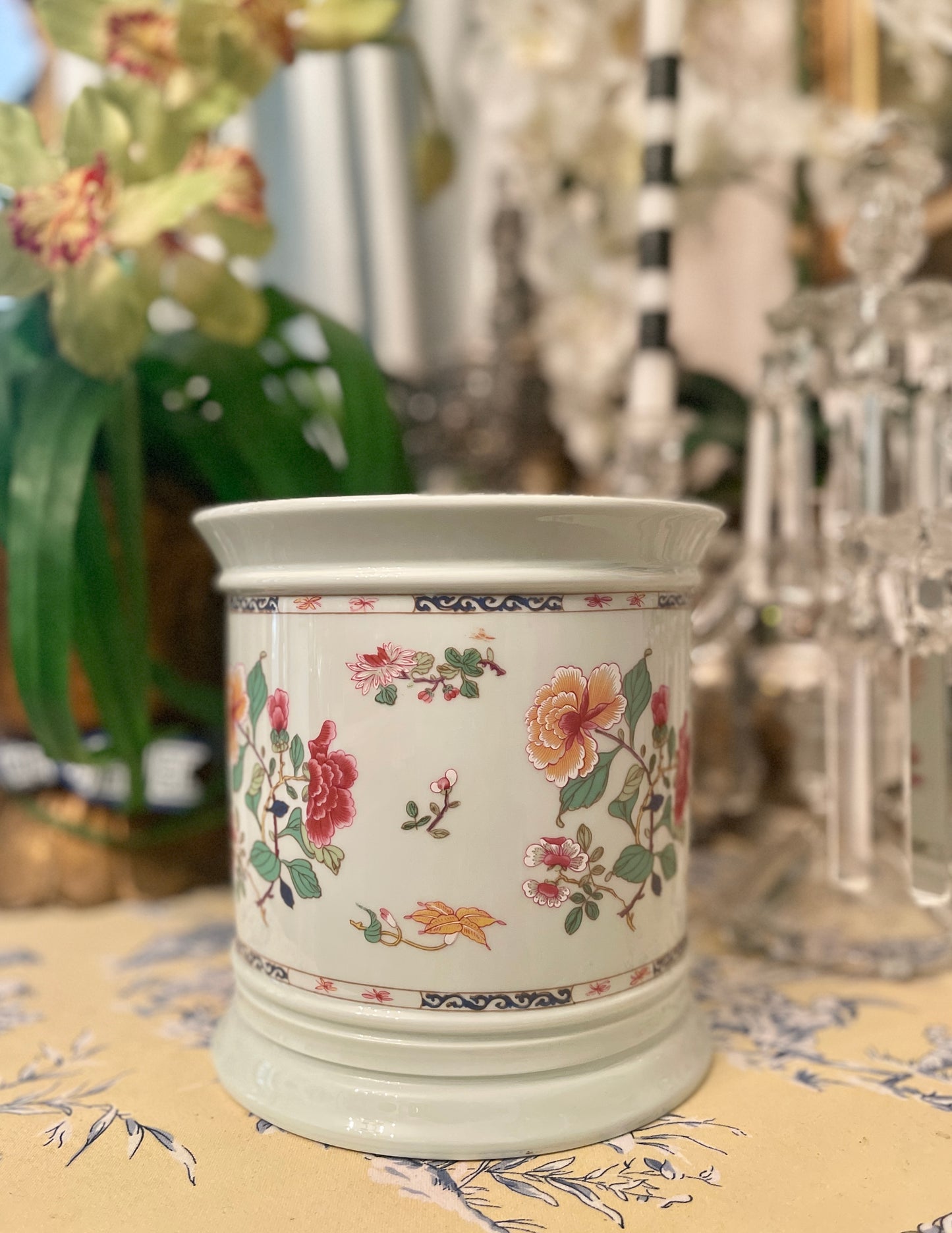 Large Raynaud Limoges Cachepot, Vibrant Florals, Made in France