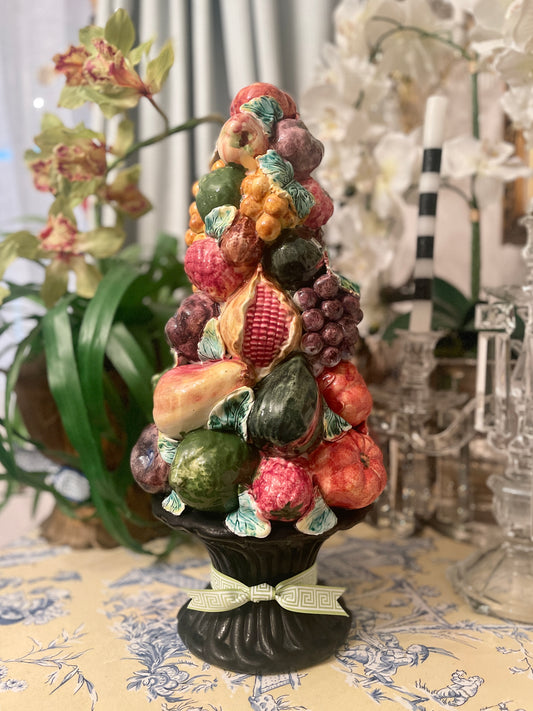 Italian Topiary, Large Vintage Fruit Topiary with Pomegranates, Made in Italy