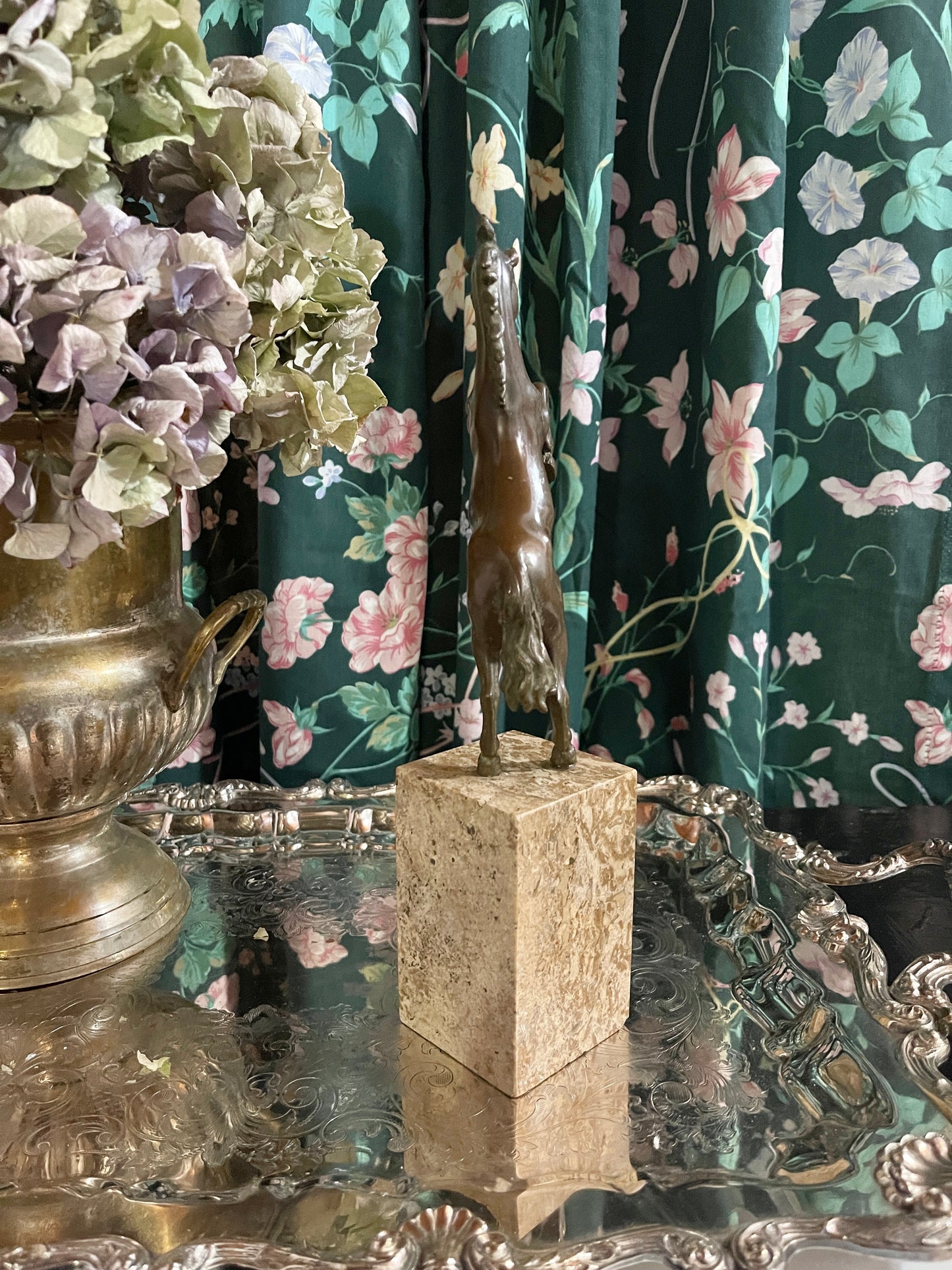 Bronze Horse on Marble Statuette