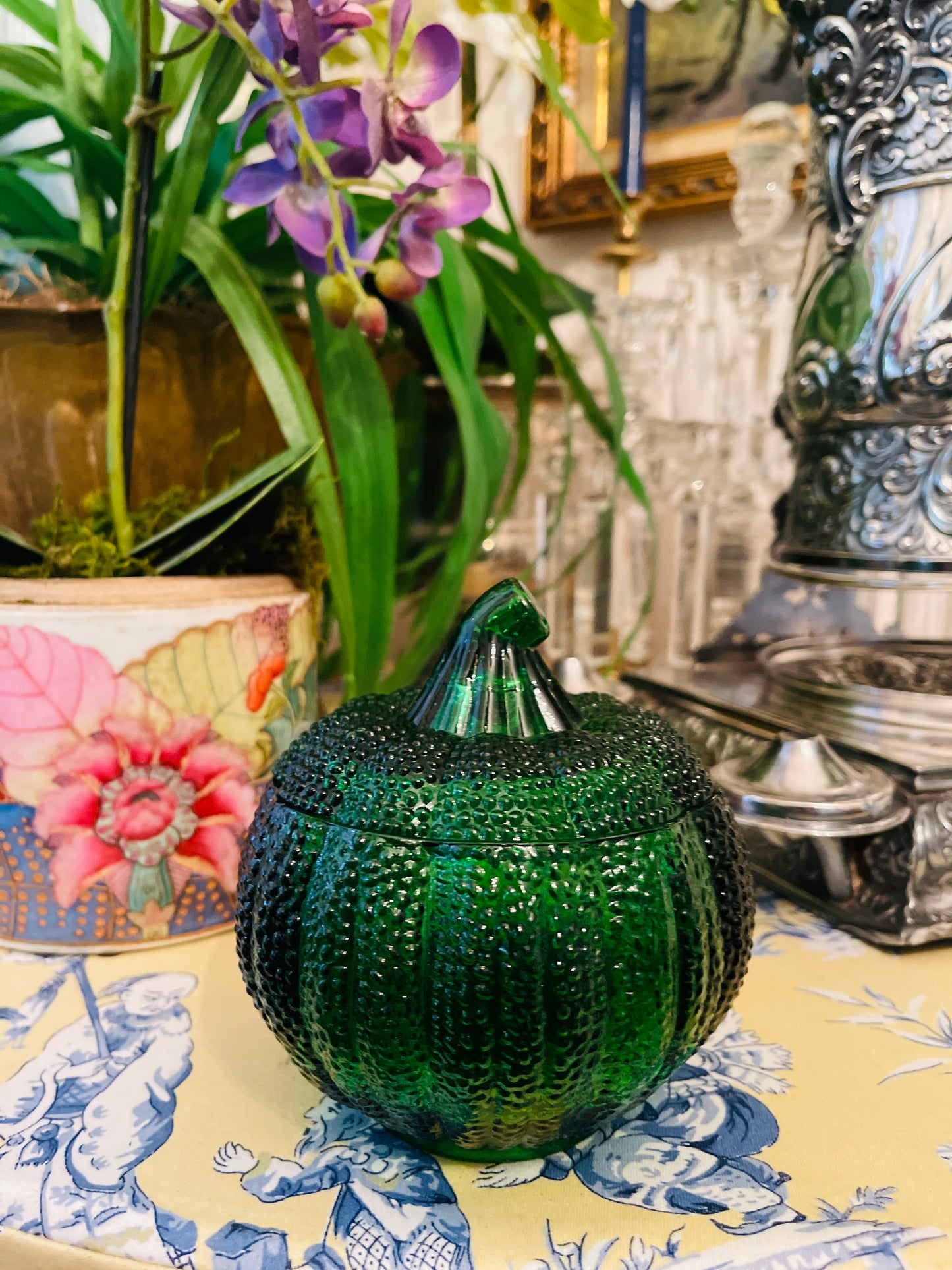 Green Pumpkin Lidded Dish