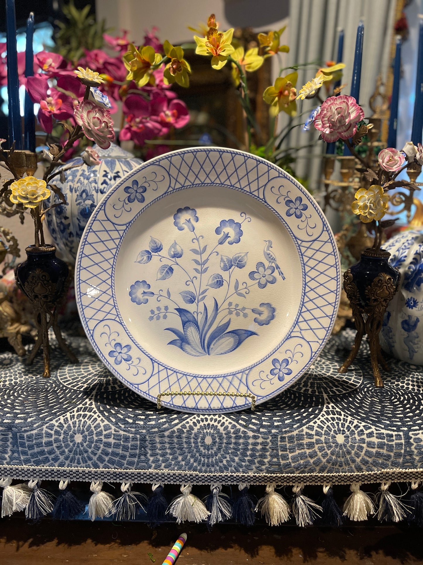 Vintage Blue and White Rörstrand Sweden ‘Fågel Blå’ or Blue Bird Platter