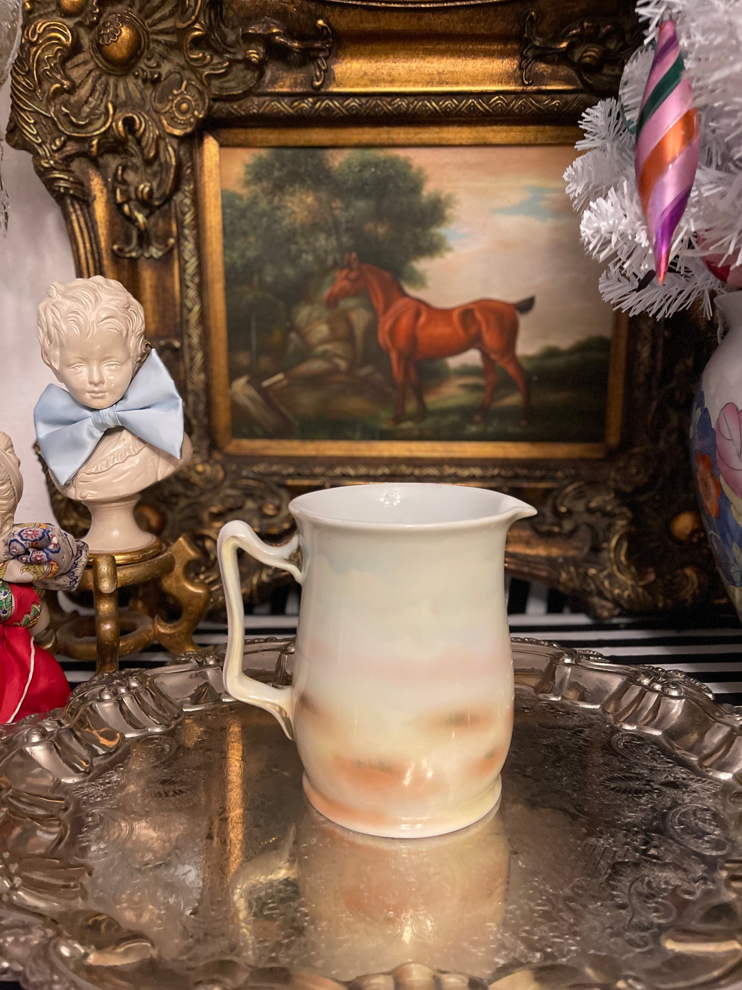 Royal Bayreuth Bavaria Pheasant Hunt Scene Pitcher, Vintage