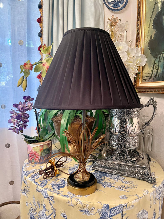 Vintage Italian Gold Tole Wheat Sheath Lamp