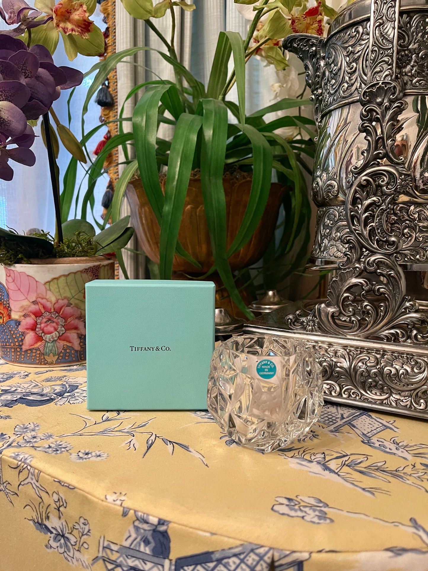 Vintage Rock Cut Crystal Votive in Original Tiffany & Co Box