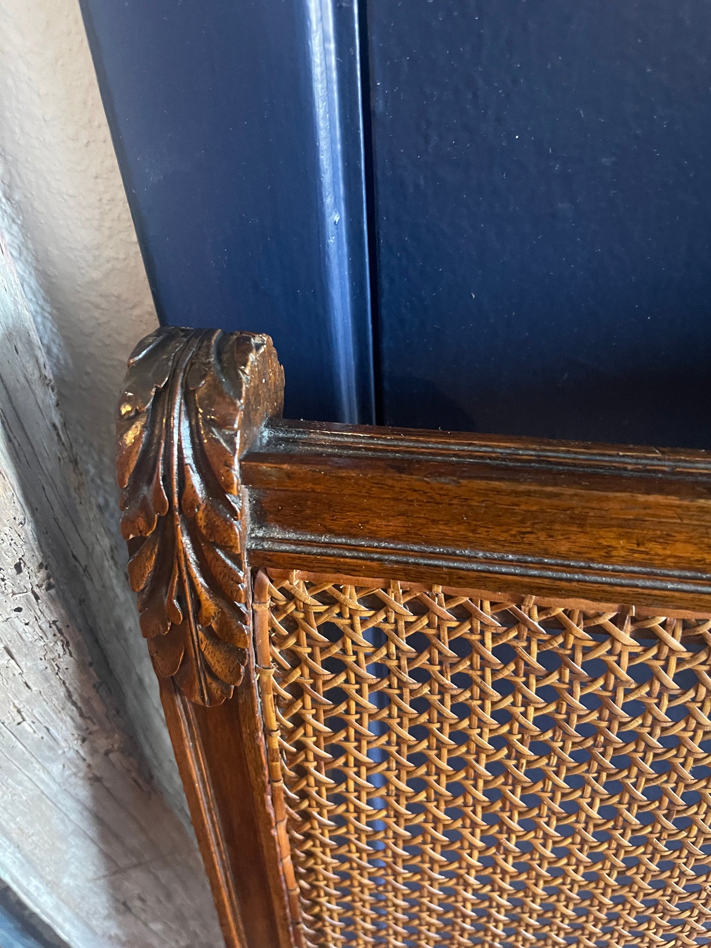 Antique French Needlepoint & Cane Chair — Louis XVI Style, Handcrafted Elegance - PICK UP ONLY