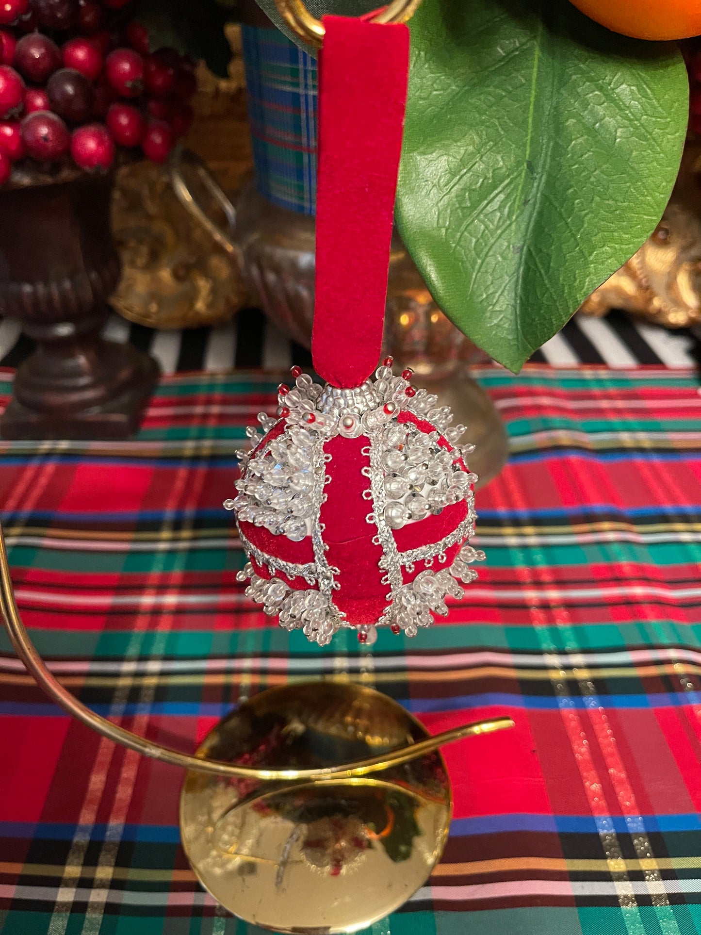 Vintage Red and Silver Push Pin Ornament, Beautifully Detailed, So Royal