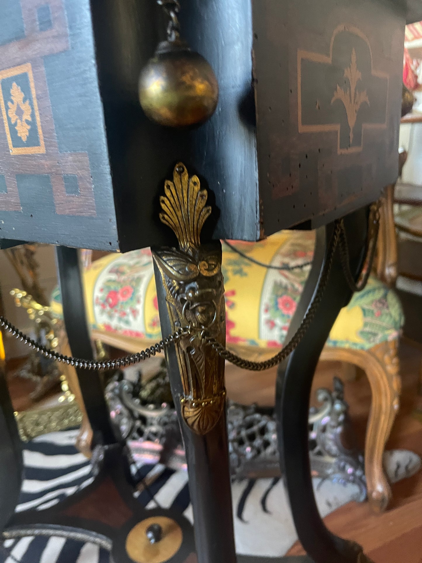 Antique Neoclassical Jardiniere Planter Table with Ormolu Detail and Painted Porcelain, Napoleon III, French Antique, Bronze, Estate Decor