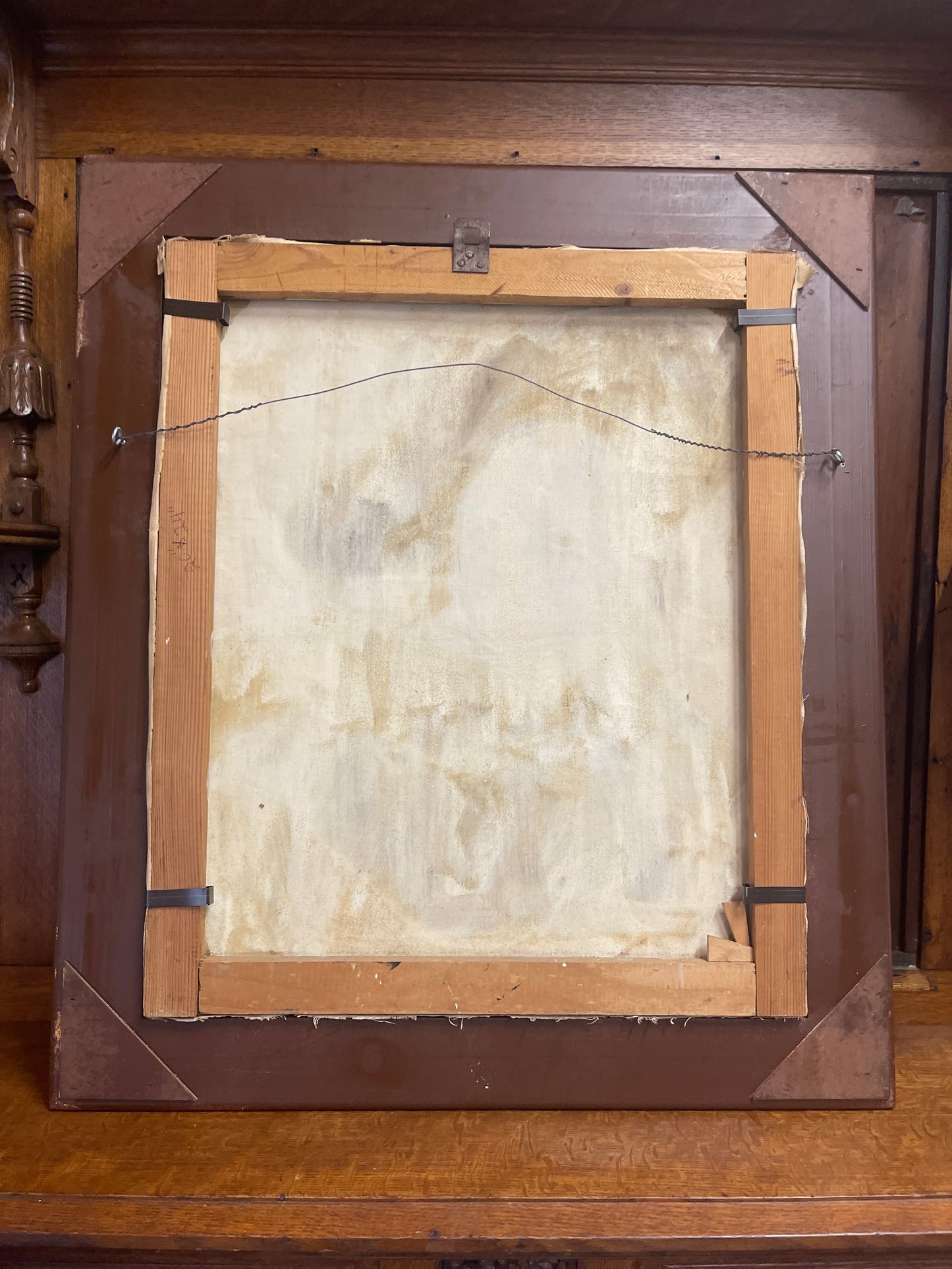 Antique 1847 Oil Painting in the Style of Frans Hals, Portrait of Man Sitting, Wearing Floppy Hat,