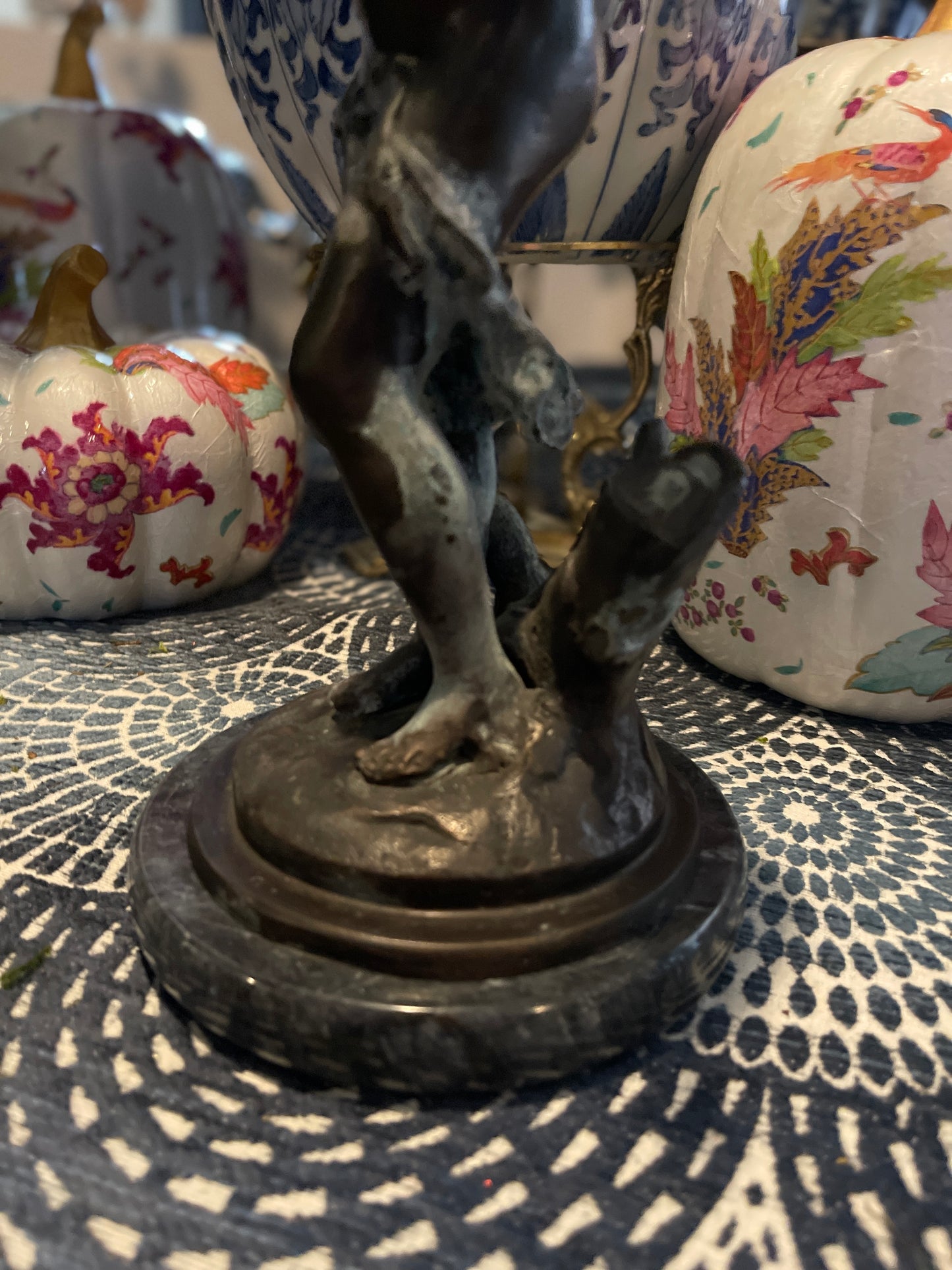 Vintage Bronze Putti Statue