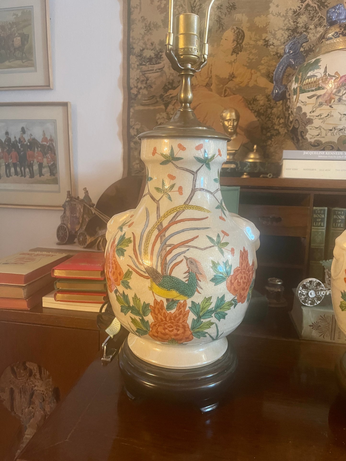 Pair of Chinoiserie Lamps, Vintage Chinese Porcelain