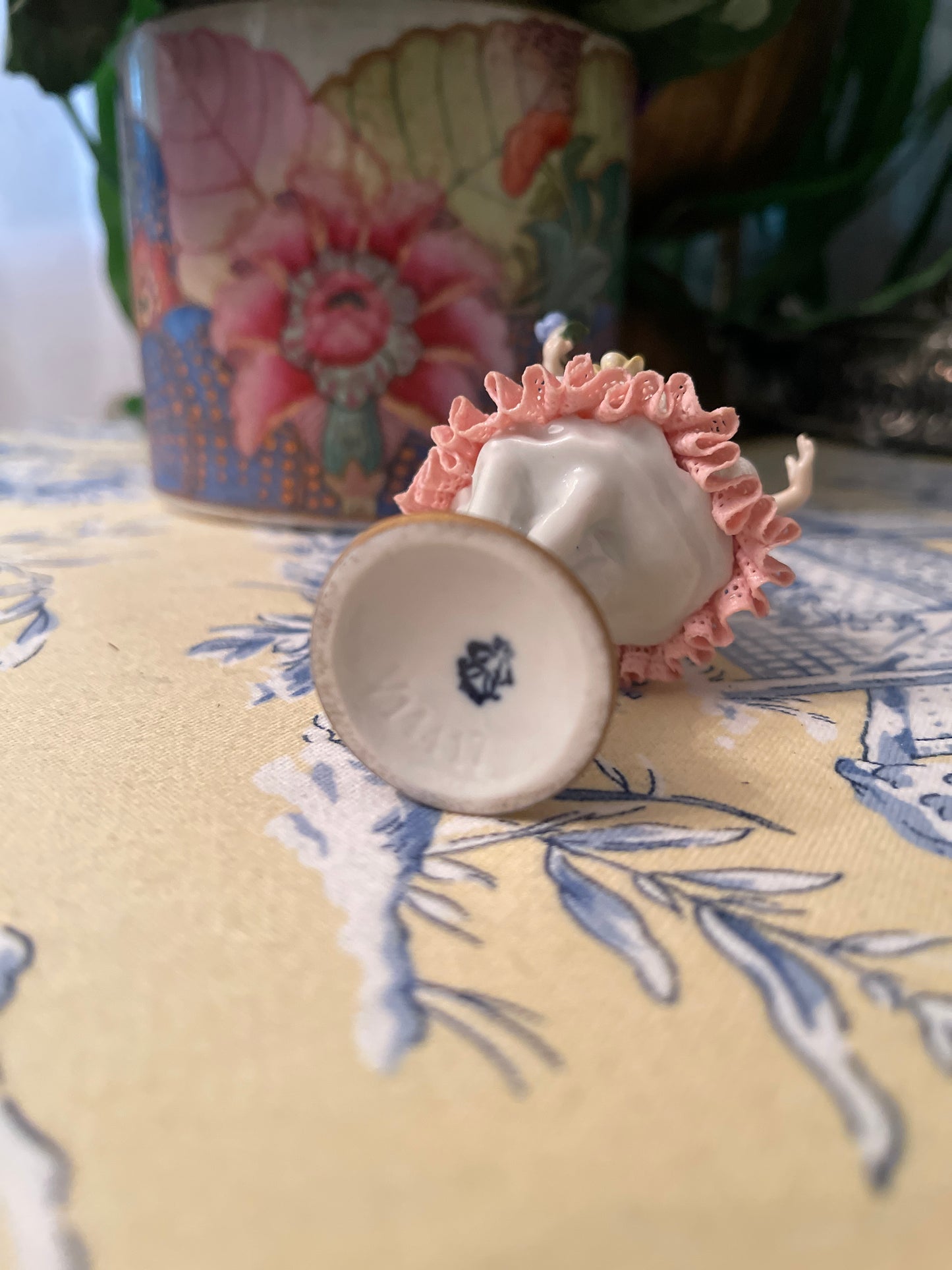 German Volkstedt Porcelain Lace Ballerina Lady Holding Flower