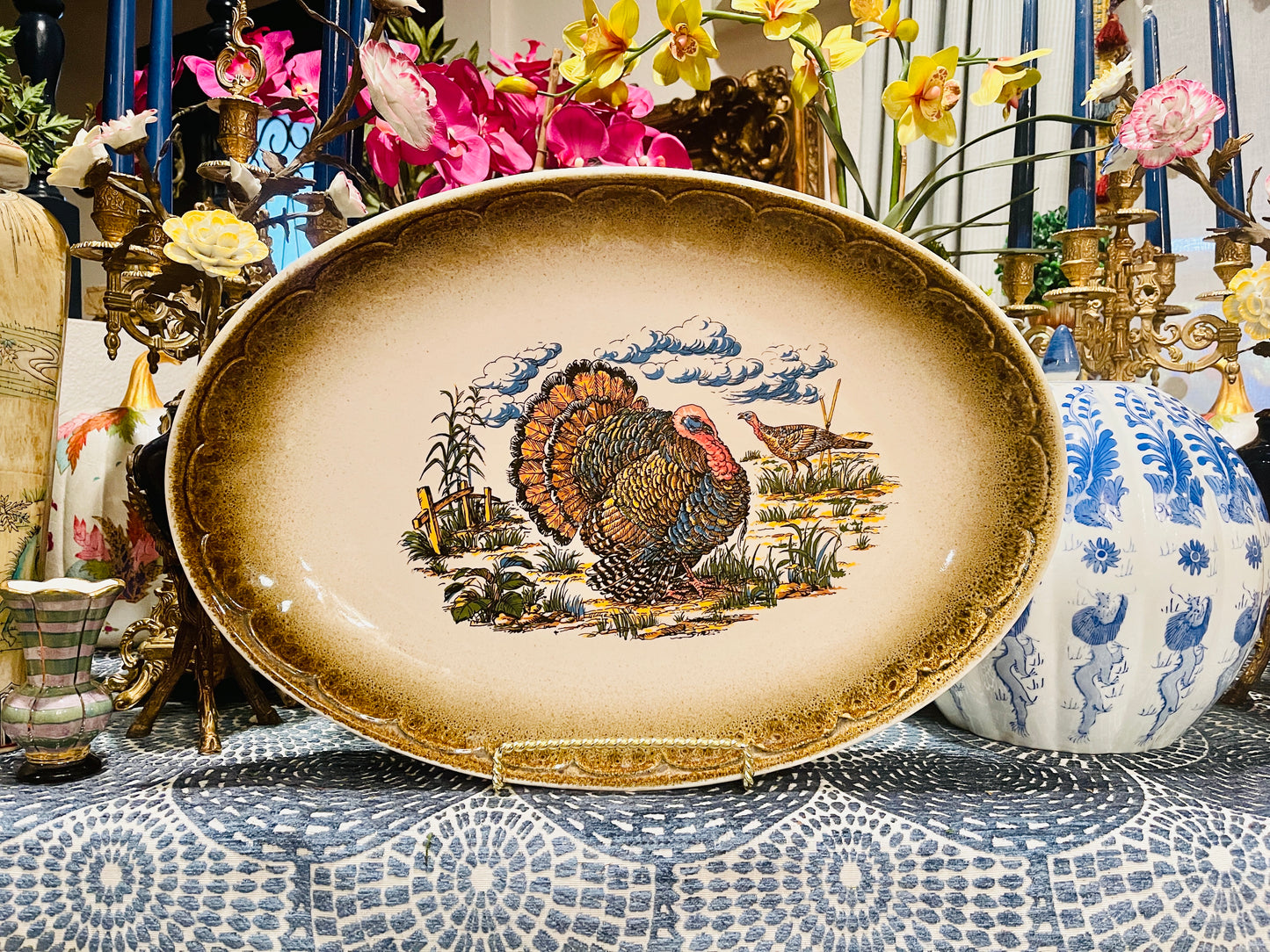 Vintage Italian Turkey Platter/Shallow Bowl by Lefton